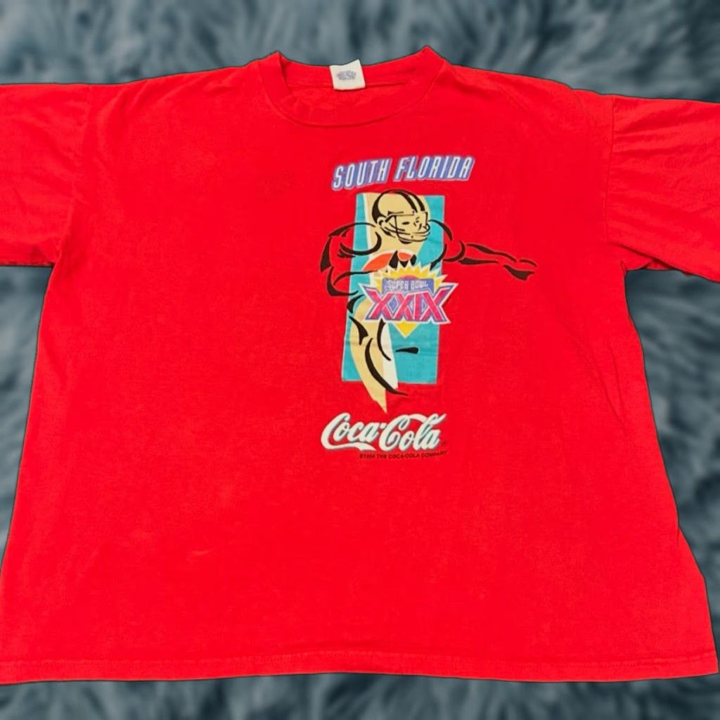 Logo 7 VINTAGE 90s NFL Super Bowl XIXX 1994 1995 Coca-Cola South Florida VTG Shirt XL Shirt Mens Red 90s Sports Florida Nike? Size US XL / EU 56 / 4 - 1 Thumbnail