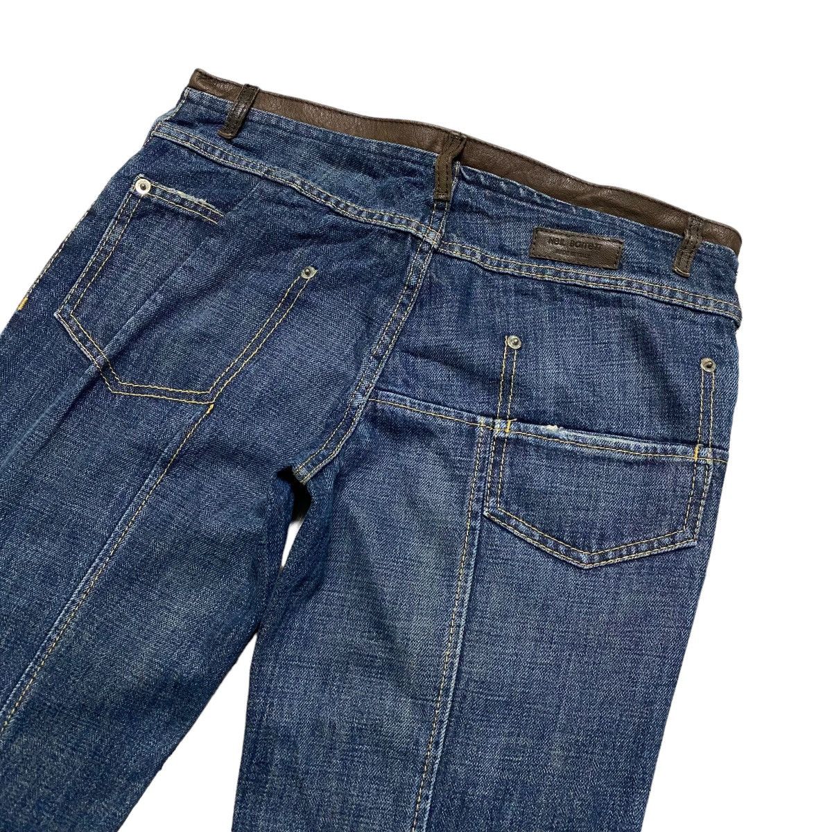 Neil Barrett Neil Barrett Denim Leather Trimmed Flare Jeans Low Rise Size 28" / US 6 / IT 42 - 1 Thumbnail