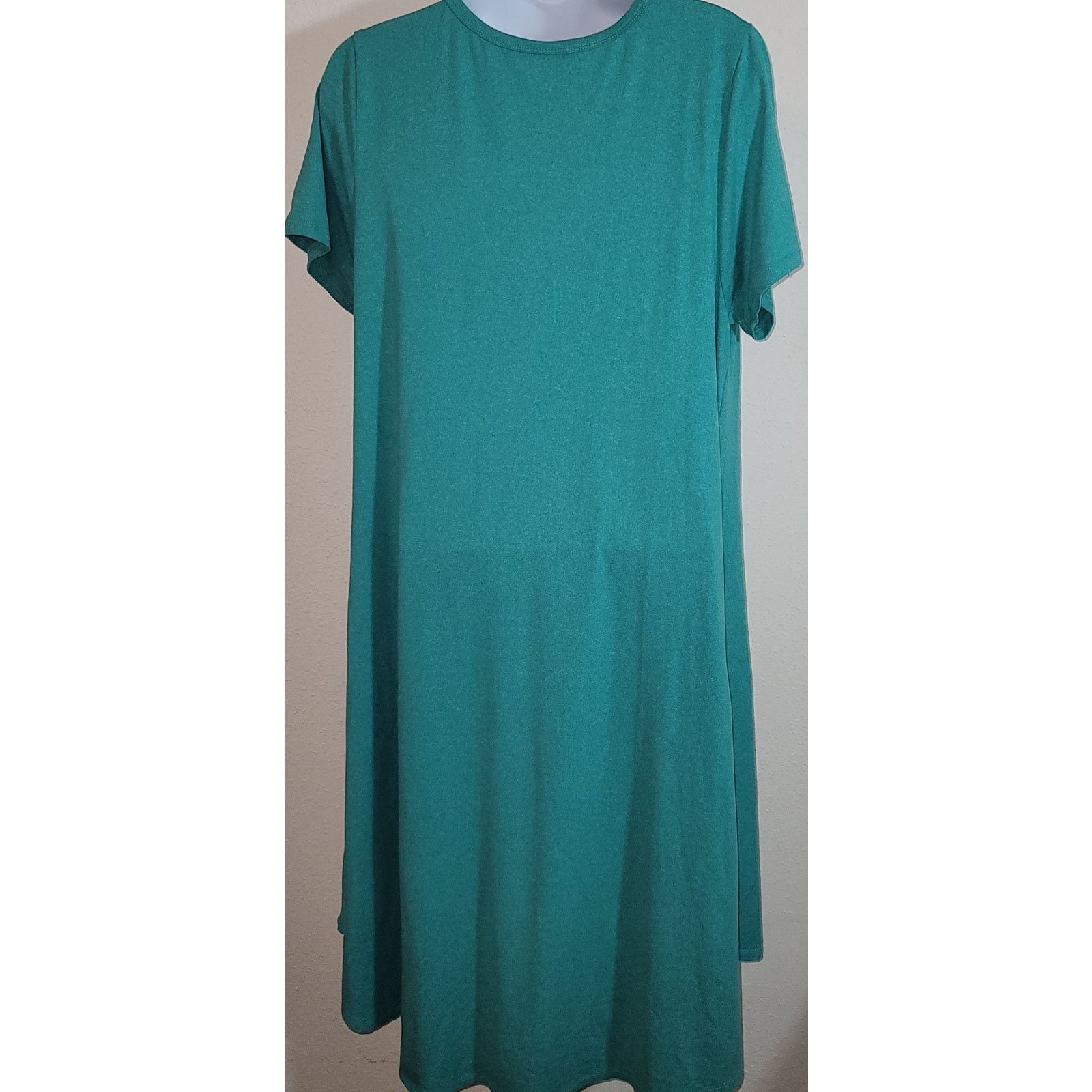 Other LulaRoe Green Marled Hi Low Midi A-Line Dress Medium Size M / US 6-8 / IT 42-44 - 2 Thumbnail
