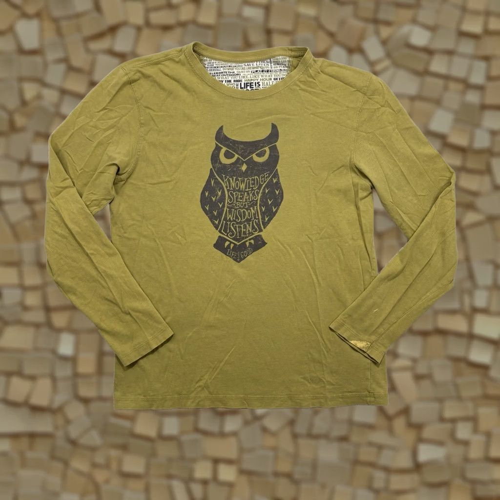Life is Good Life is Good Womens M Owl Graphic Long Sleeve TShirt Top Fitted Knowledge Wisdom Size M / US 6-8 / IT 42-44 - 1 Thumbnail