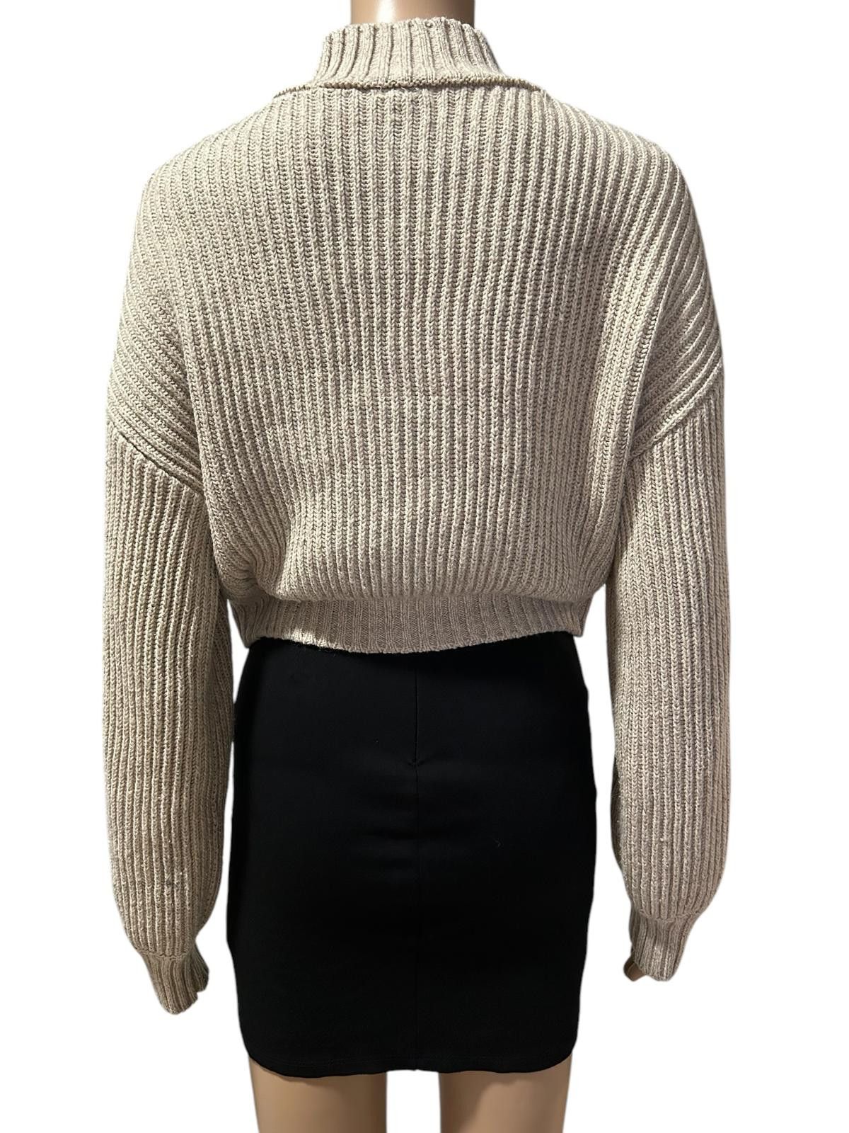 Garbage TV Trendy Cropped Knit Sweater with Zip Neck Size XS / US 0-2 / IT 36-38 - 4 Thumbnail