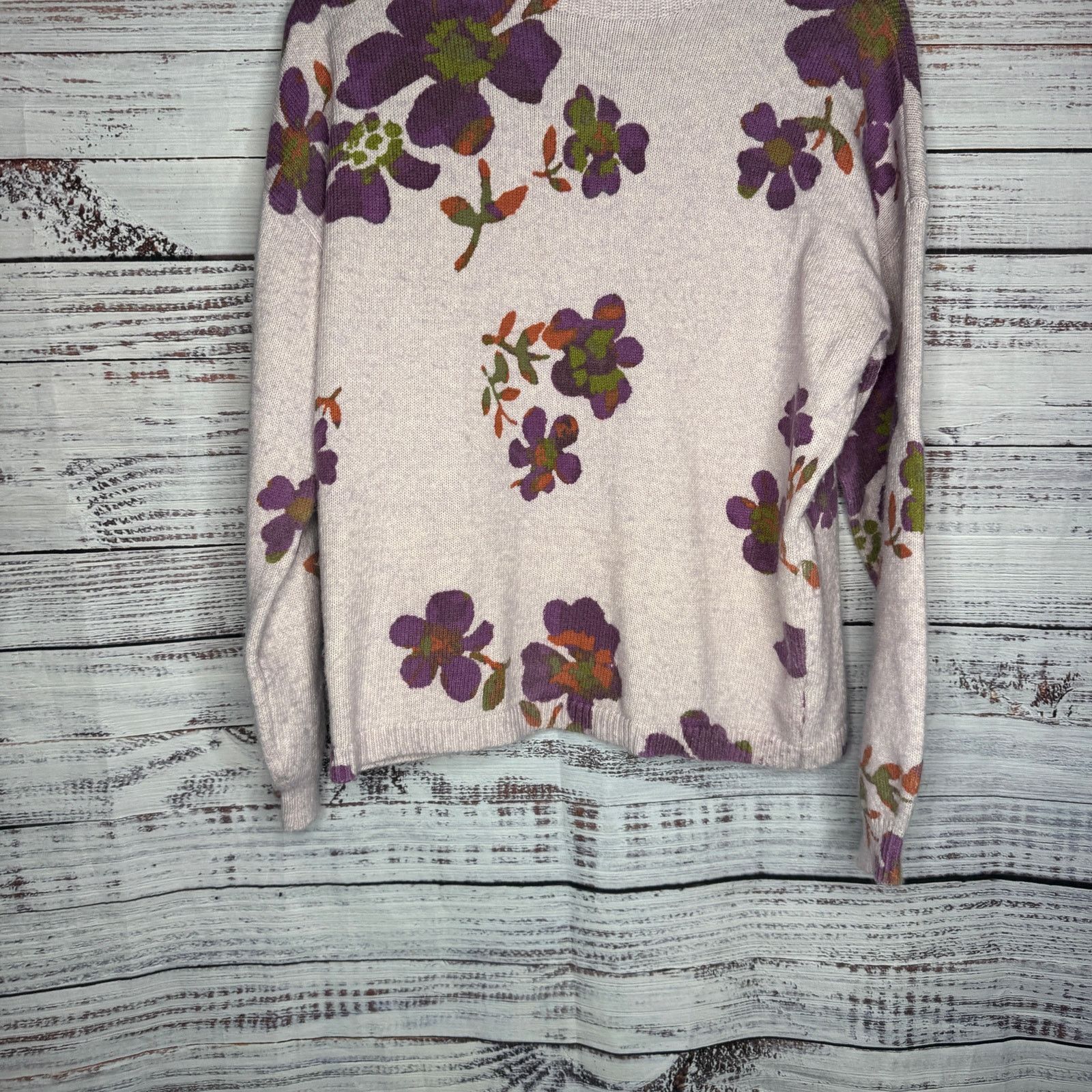 Loft LOFT Floral Print Sweater Purple Lilac Crew Neck Pullover M Size M / US 6-8 / IT 42-44 - 7 Thumbnail