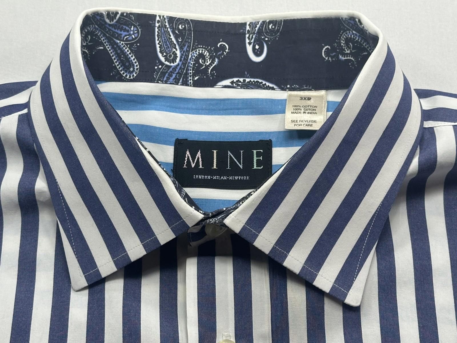 Monet Mine Striped 100% Cotton Large Button Down Shirt Blue 3XB Size US XXL / EU 58 / 5 - 5 Thumbnail