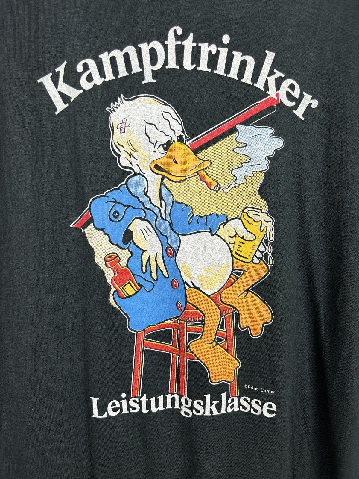 Vintage 90s Vintage Donald Duck Kampftrinker German Drinker T-Shirt Size US M / EU 48-50 / 2 - 2 Thumbnail