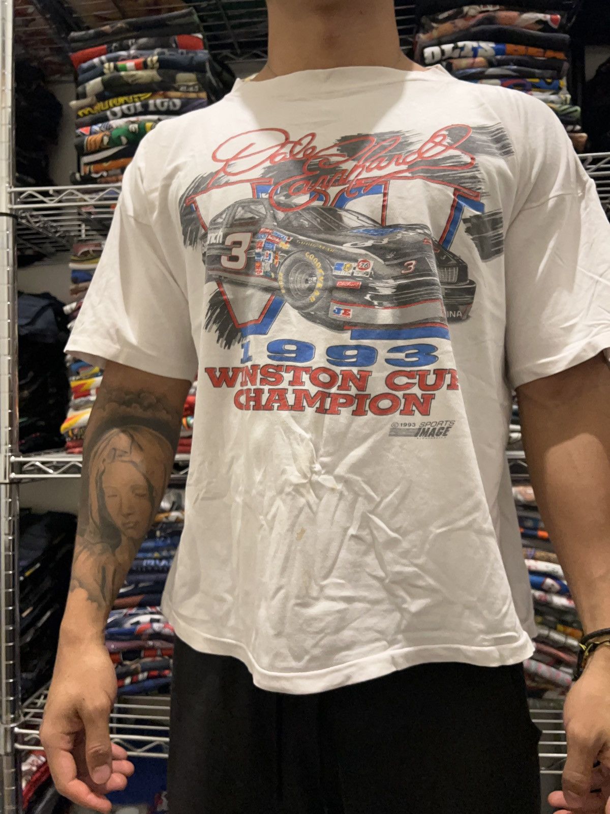 NASCAR 1993 Dale Earnhardt Winston Cup Champion Single Stitch Tee Size US XL / EU 56 / 4 - 2 Thumbnail