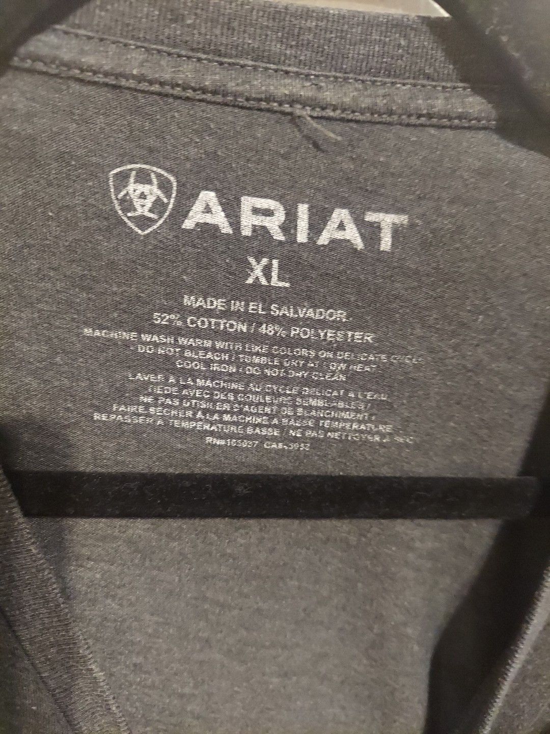 Ariat Ariat T Shirt Mens XL Charcoal Vertical Flag Short Sleeve G Size US XL / EU 56 / 4 - 5 Thumbnail