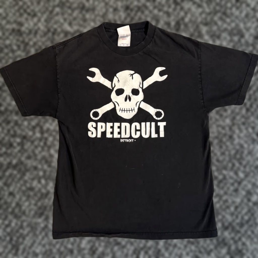 Vintage VINTAGE Murina Speedcult Detroit Skull T-Shirt XL Black Crew Neck Short Sleeve Cars Graphic Print 2000s Mens Size US XL / EU 56 / 4 - 1 Thumbnail