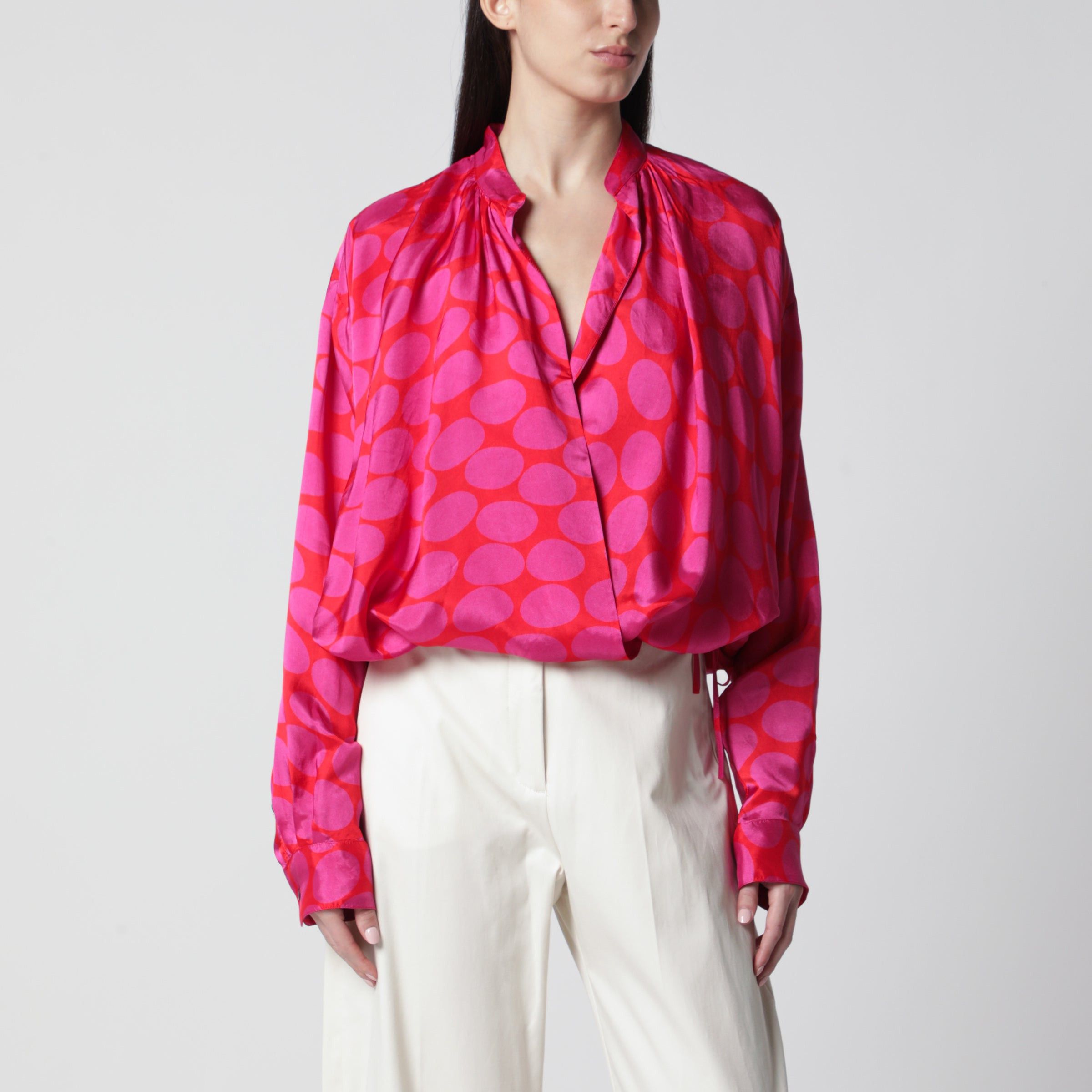 Dries Van Noten Dries Van Noten Crossed Shirt With Fuchsia Print Size M / US 6-8 / IT 42-44 - 1 Thumbnail