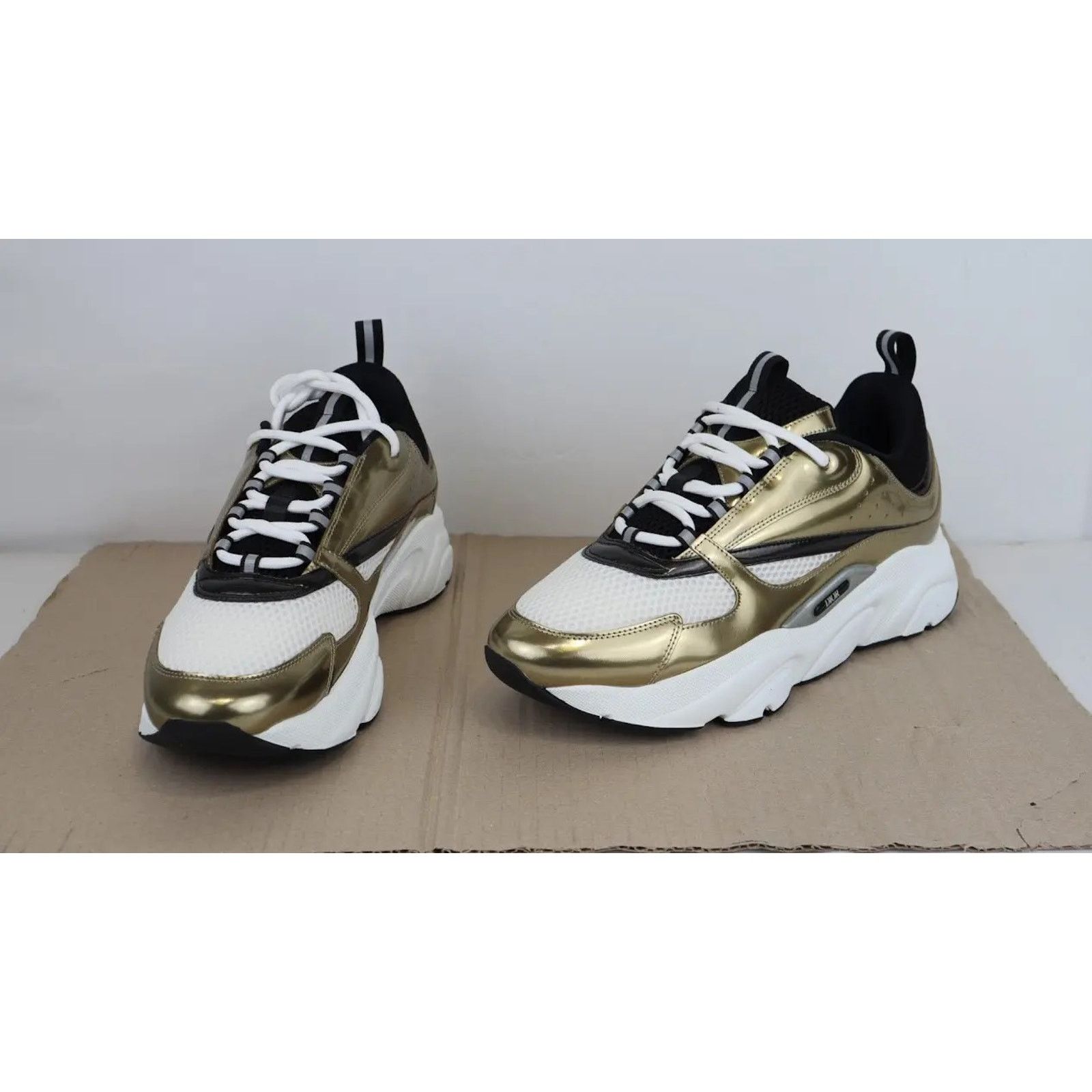Dior o1rshd1 B22 Calfskin Mesh Sneakers in Golden/White Size US 11 / EU 44 - 7 Thumbnail
