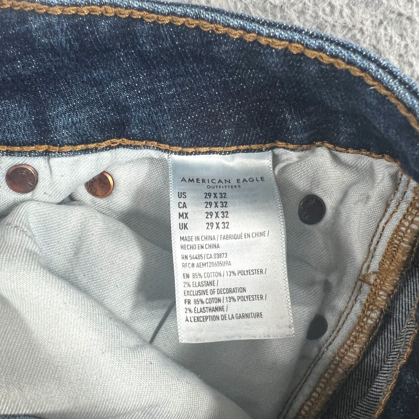 American Eagle Outfitters VINTAGE American Eagle Outfitters Mens Jeans Skinny 29x32 Dark Blue Stretch Distressed Whiskered Modern Size US 29 - 6 Thumbnail