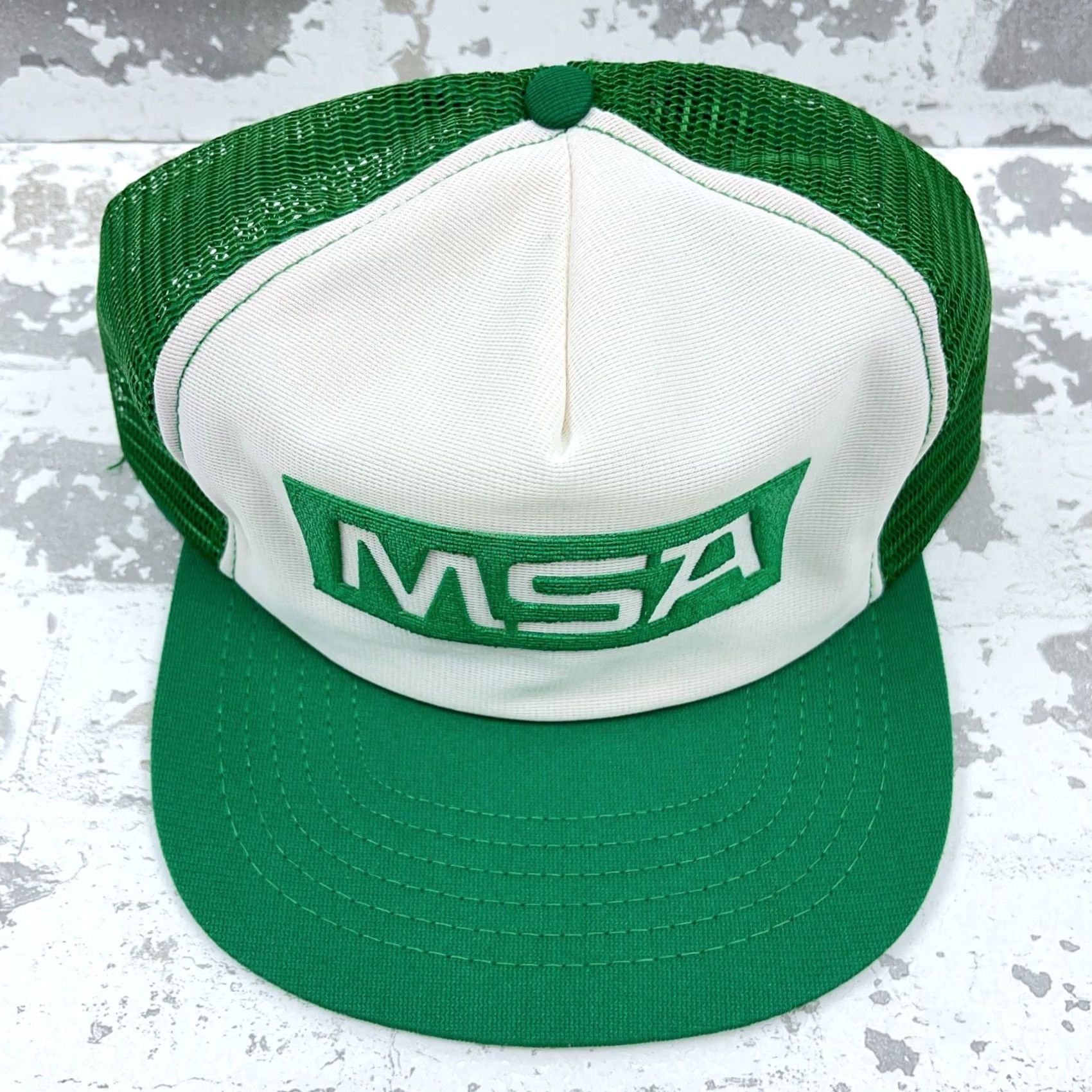 Vintage VINTAGE MSA Trucker Hat Cap 80s Puffy Print Coal Mining Made In USA Green Snap Back Size ONE SIZE - 3 Thumbnail