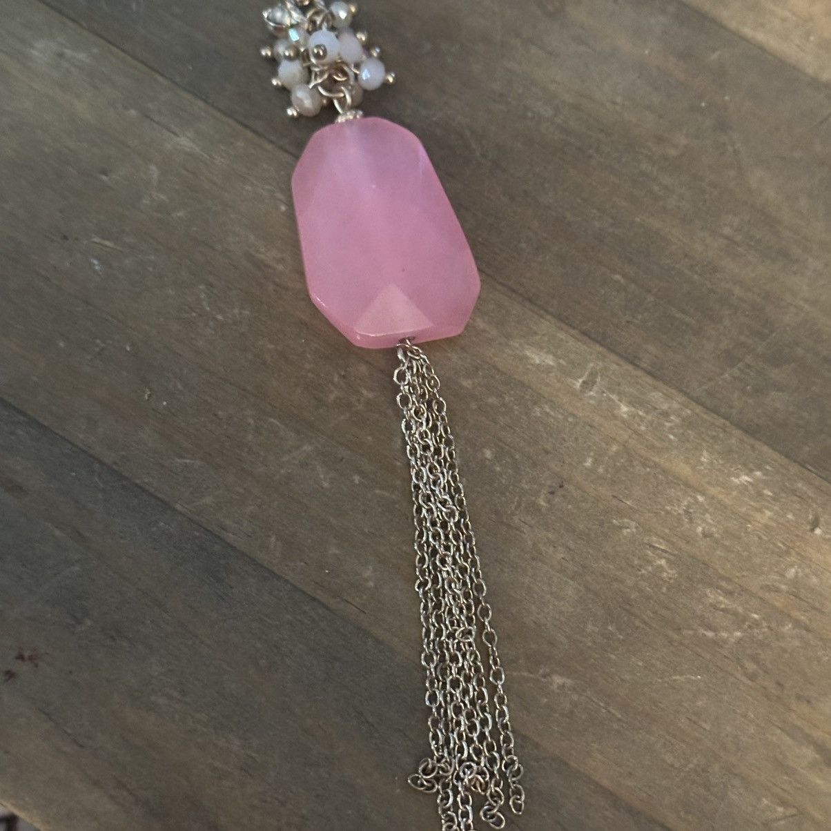 Other Long gold tone rose agate pendant tassel necklace Size ONE SIZE - 4 Thumbnail