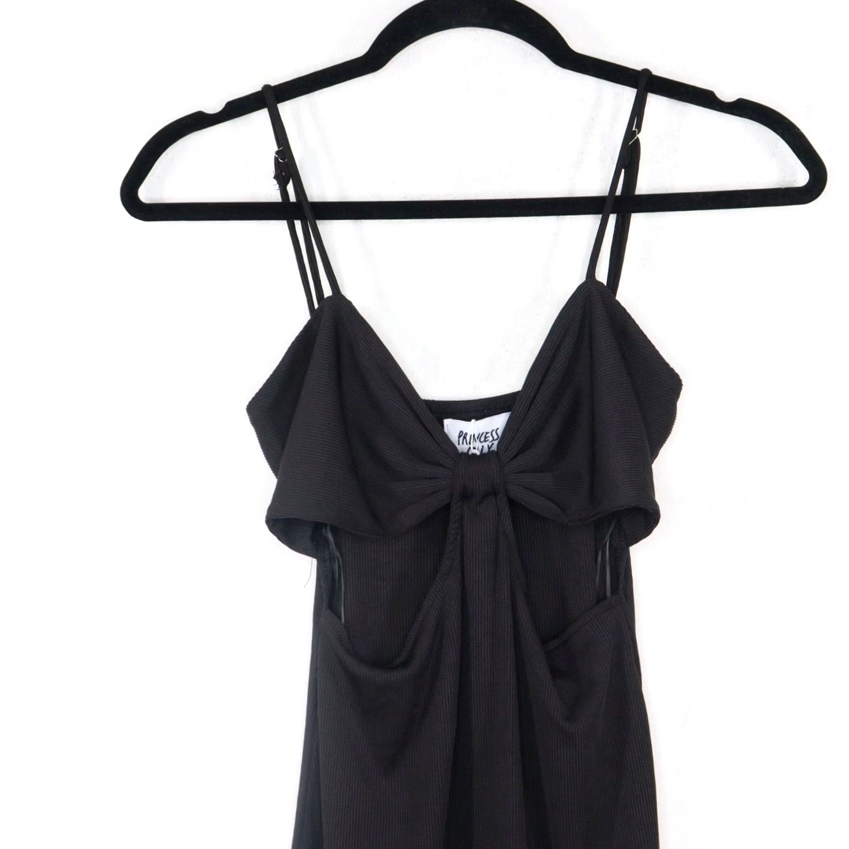 PRINCESS POLLY Princess Polly Silas Mini Dress Black Size 6 Bodycon Cutout Ribbed NWT Women Sleeveless Short Dress Party/Cocktail Clubwear 90s (none) Size M / US 6-8 / IT 42-44 - 2 Thumbnail