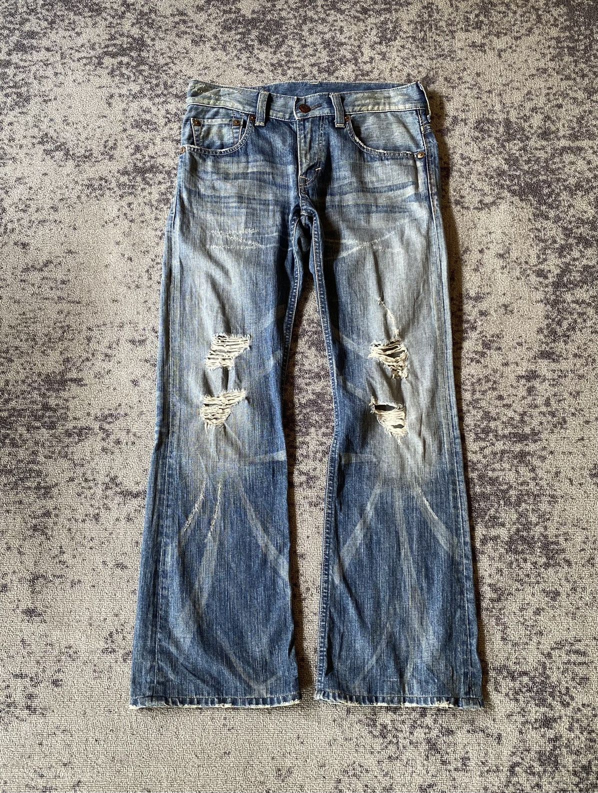Edwin Y2k Edwin 503 blue trip distressed bootcut jeans Size US 32 / EU 48 - 2 Thumbnail