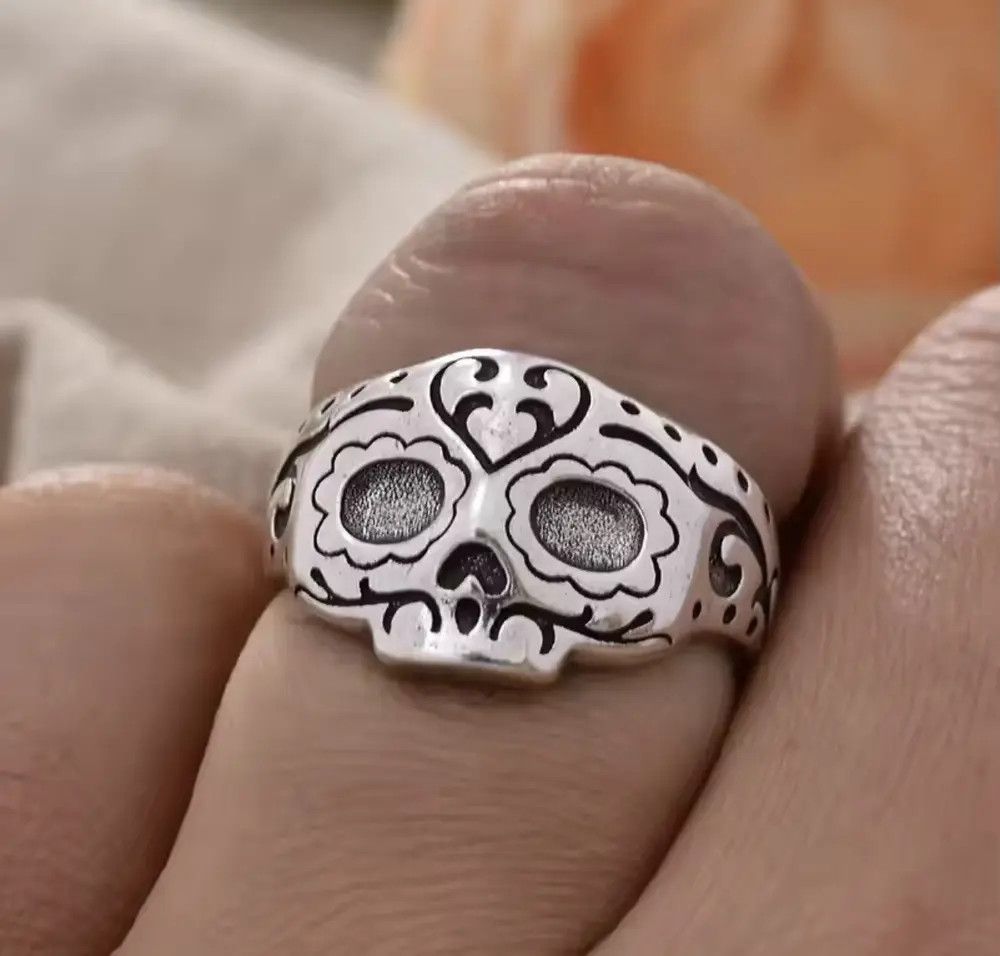 Jewelry Exaggerated Skull Mask Design Vintage Thai Silver Ring Size ONE SIZE - 5 Thumbnail