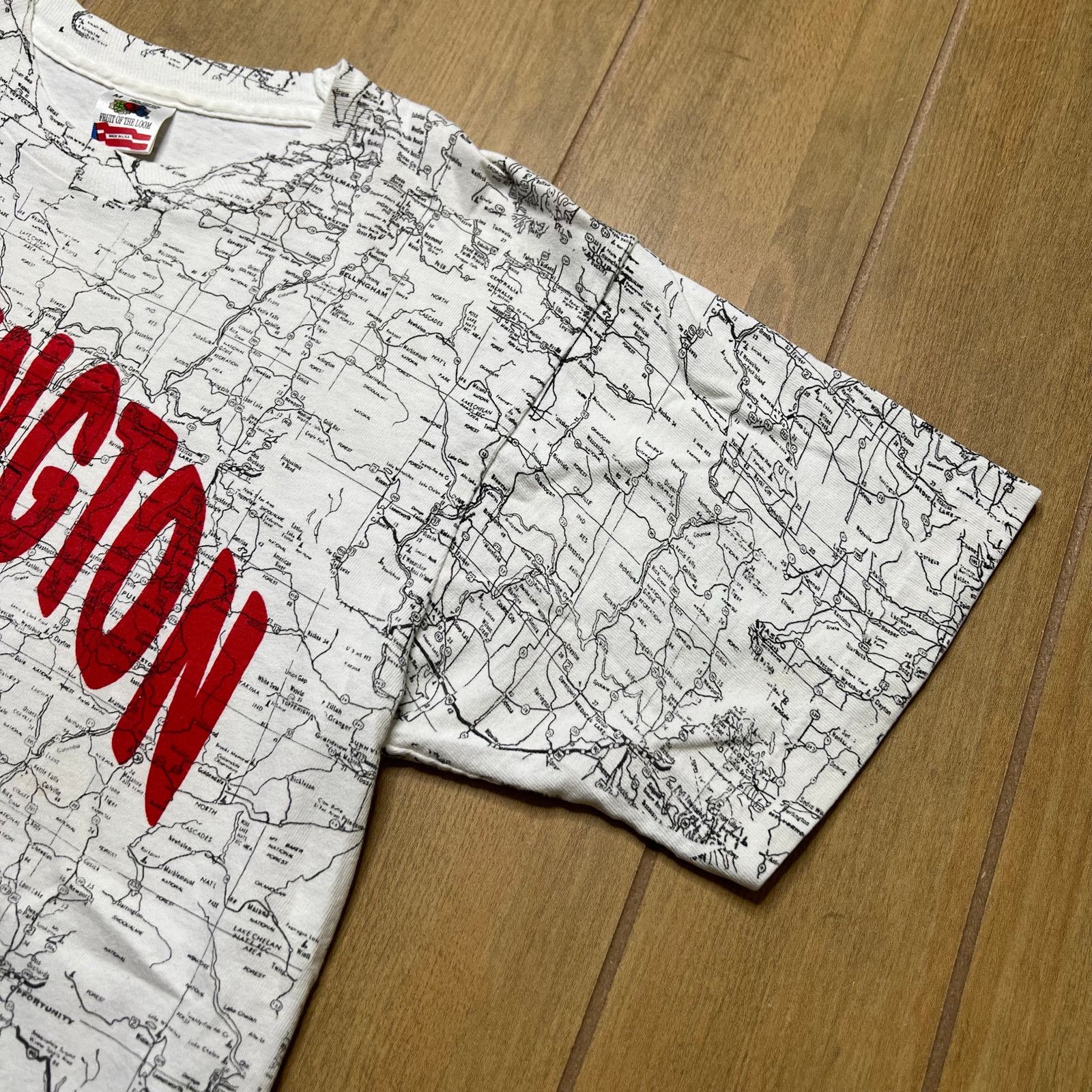 Fruit Of The Loom Vintage 90s Washington State AOP Single Stitch T-shirt M Size US M / EU 48-50 / 2 - 4 Thumbnail