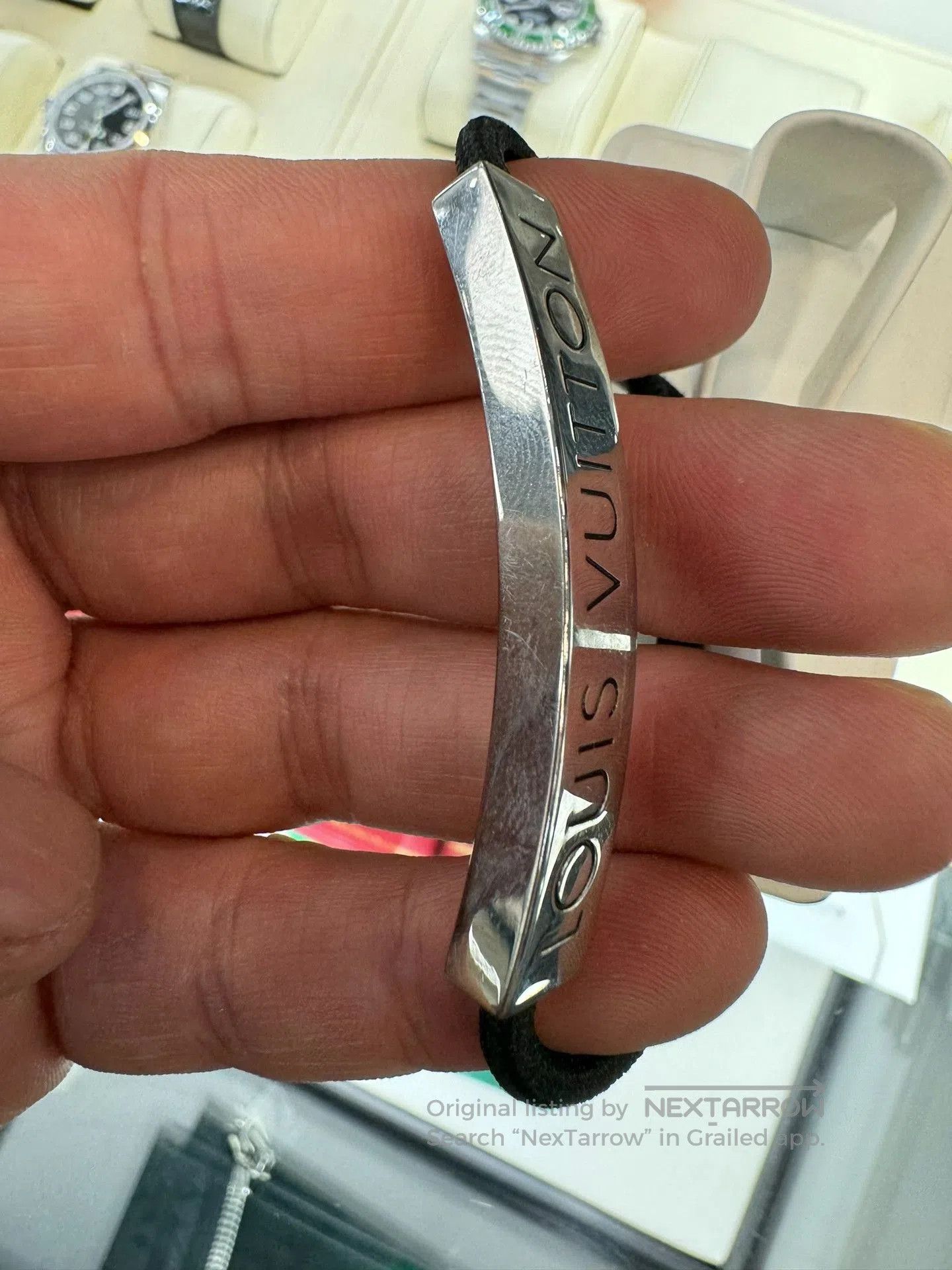 Louis Vuitton LV Space Black Adjustable Bracelet. Size ONE SIZE - 4 Thumbnail