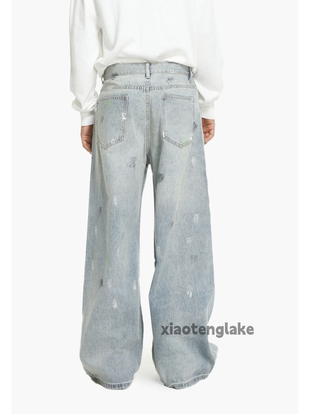 Jean xz vintage washed faded loose baggy flared paint jeans Size US 28 / EU 44 - 9 Thumbnail