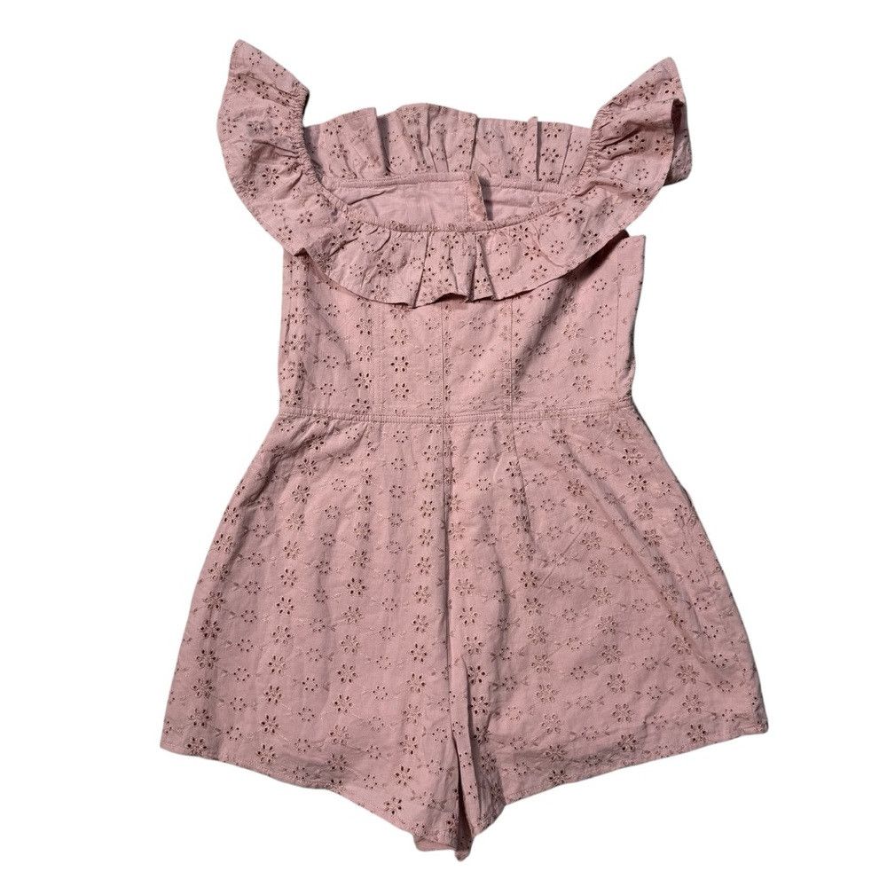 Other New Kimchi Blue Jeena Eyelet Off-The-Shoulder Mauve Romper Size 32" / US 10 / IT 46 - 4 Thumbnail
