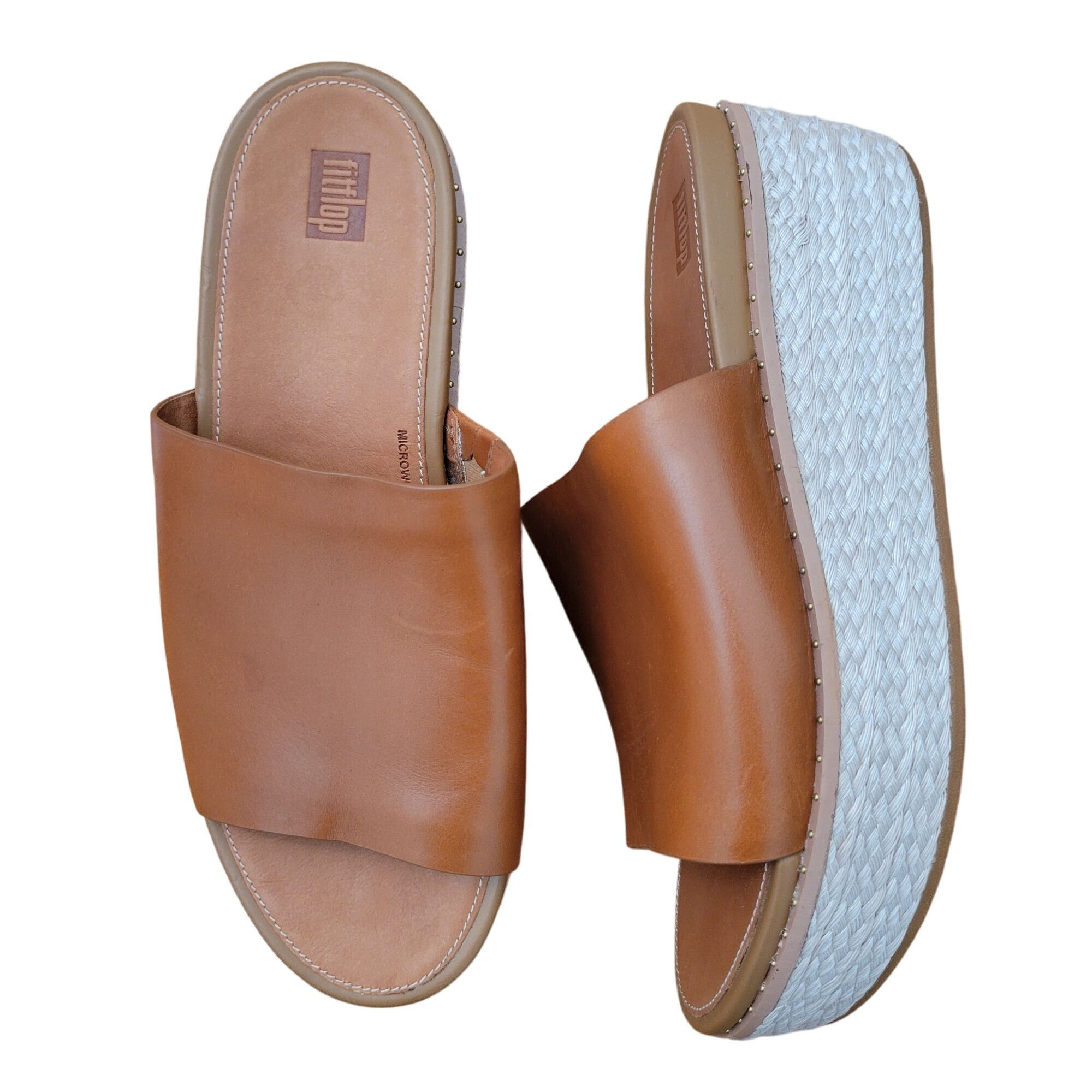 Other Fitflop 11 ELOISE Espadrille Tan Platform Slide Sandals Micr Size US 11 / IT 41 - 1 Thumbnail
