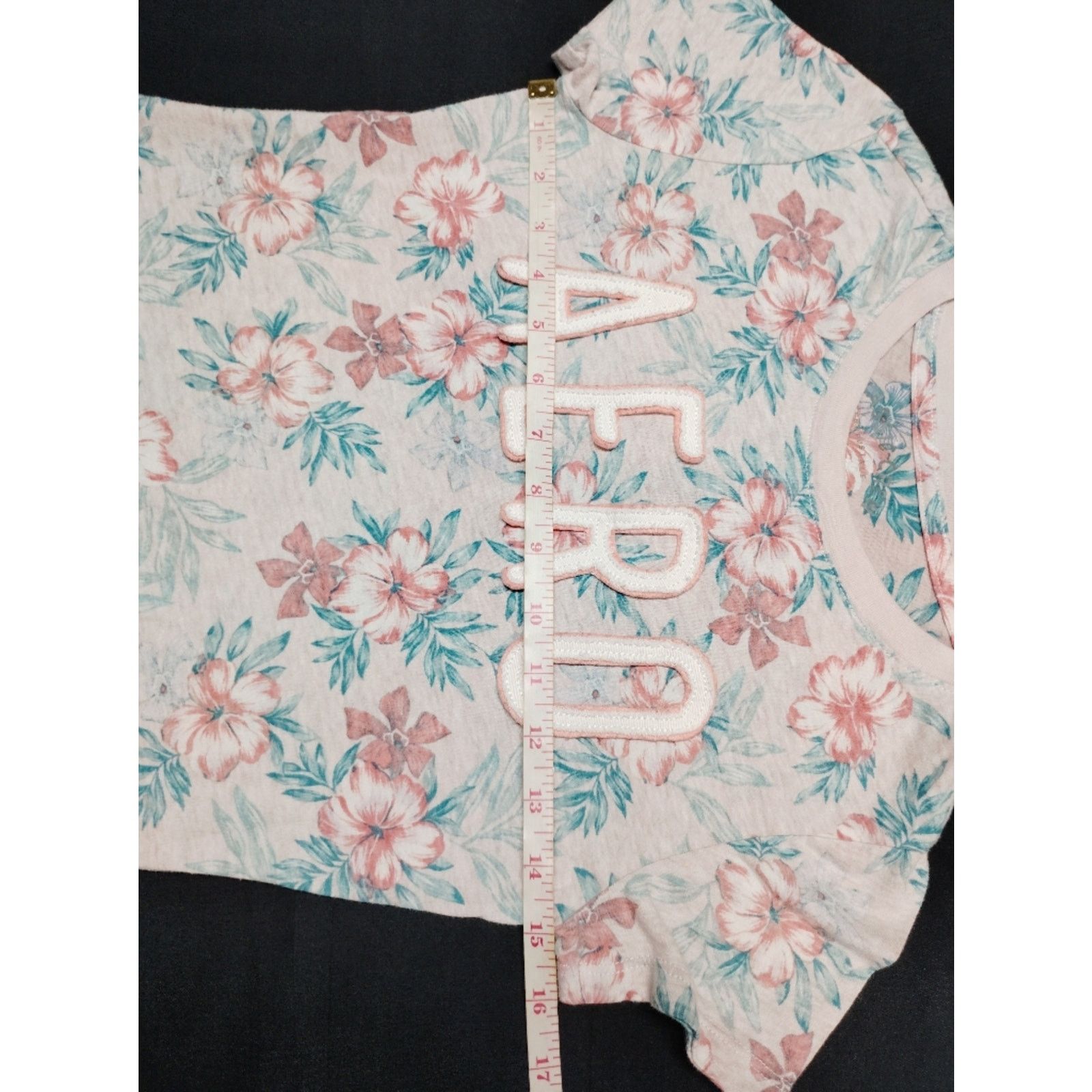 Aeropostale Aeropostale Pink & Aqua Floral Short Sleeve Tee Size S / US 4 / IT 40 - 4 Thumbnail