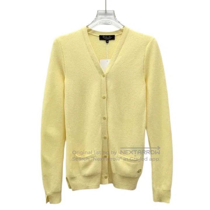 Loro Piana Loro Piana Yellow cashmere V-neck single-breasted long-sle Size XS / US 0-2 / IT 36-38 - 1 Thumbnail
