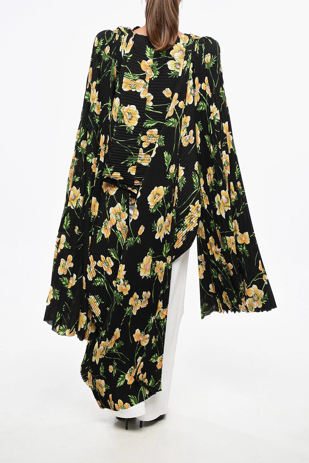 Balenciaga og1mm0326 Plissé Tie-Neck Blouse in Black/Multi Size XS / US 0-2 / IT 36-38 - 2 Thumbnail