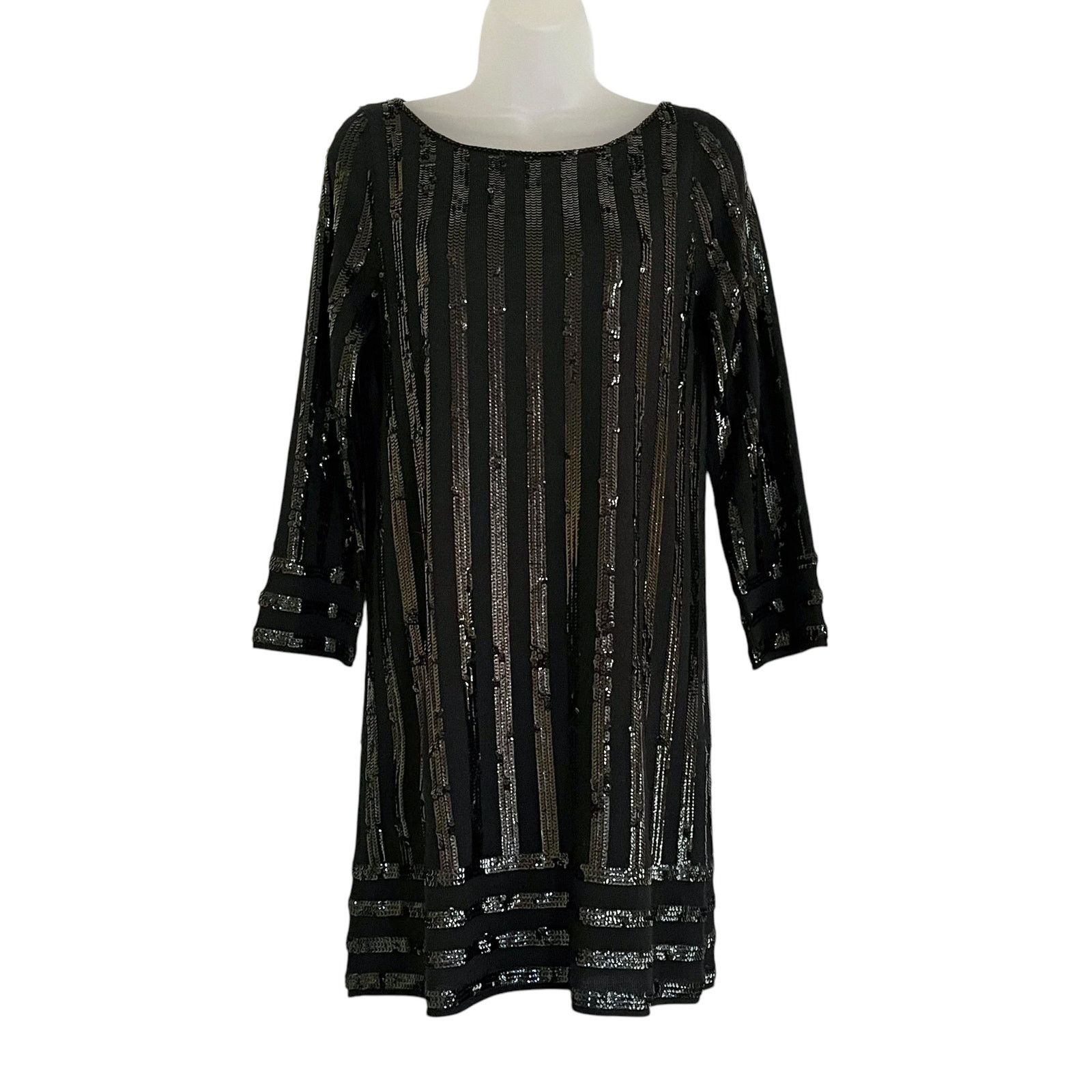 Other Calypso St. Barth Black Sequin Stripe Monroe Sweater Dress Size S / US 4 / IT 40 - 7 Thumbnail