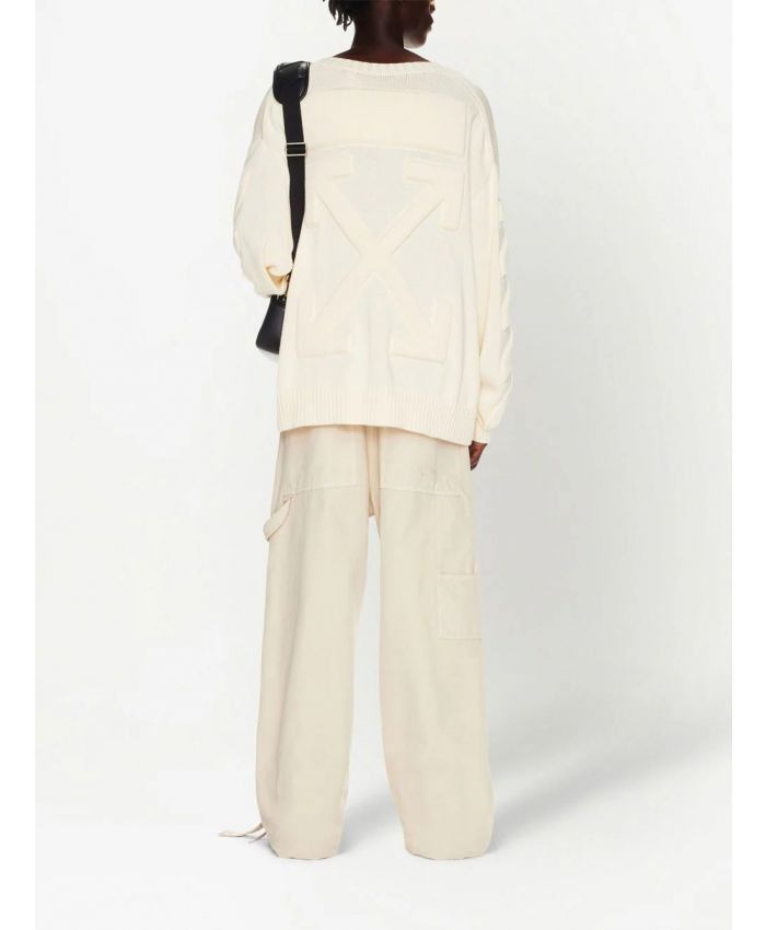 Off-White o1gr1nt0125 3D Diag Knit Crewneck Sweater in Beige Size US M / EU 48-50 / 2 - 4 Thumbnail