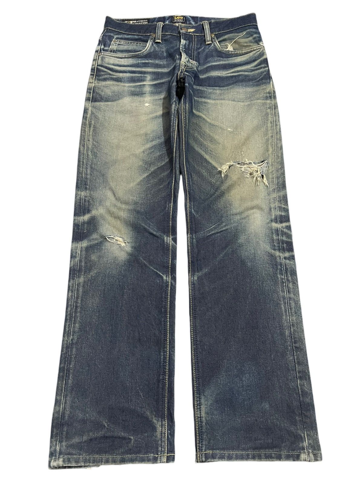Lee Vintage 90s Lee Blue Faded Wash Style Distressed Jeans Size US 30 / EU 46 - 1 Thumbnail