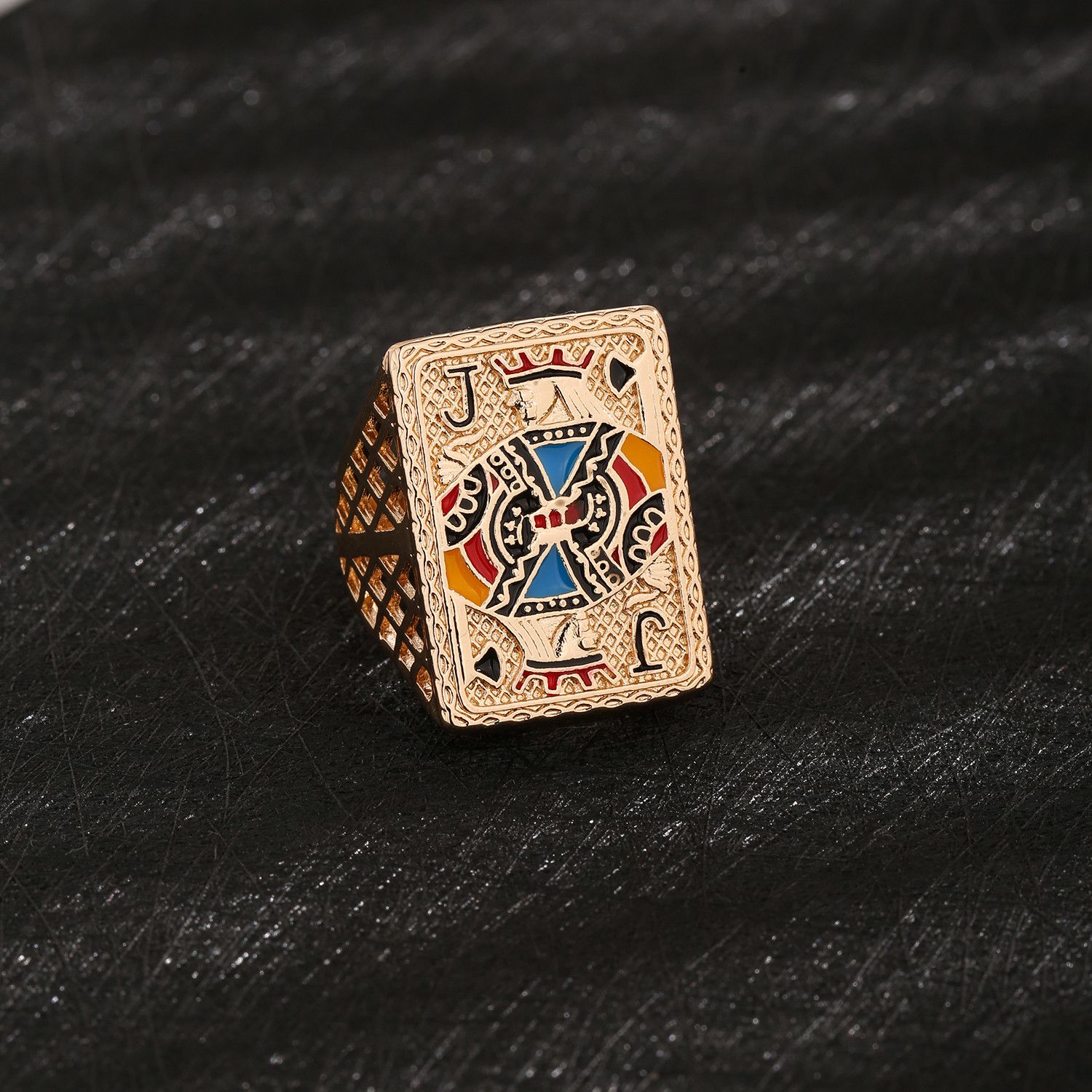 Other SIZE 9 14K Gold Plated Zircon Spade Black Jack Poker Ring Size ONE SIZE - 1 Thumbnail