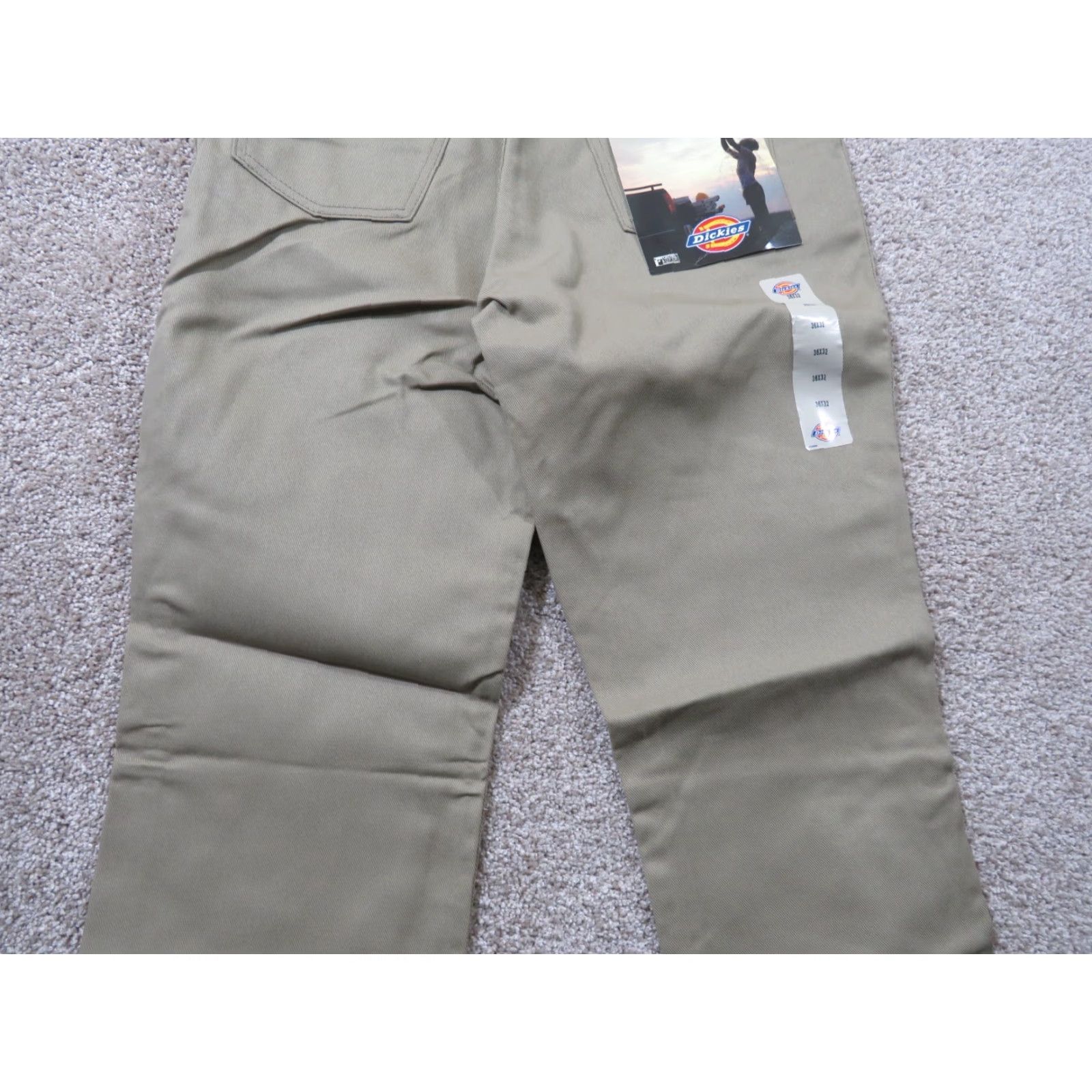 Dickies Dickies Men’s Twill Pants Khaki Straight 35X31 Work Flat Front Regular Waist Beige Cotton Polyester Size US 35 - 3 Thumbnail