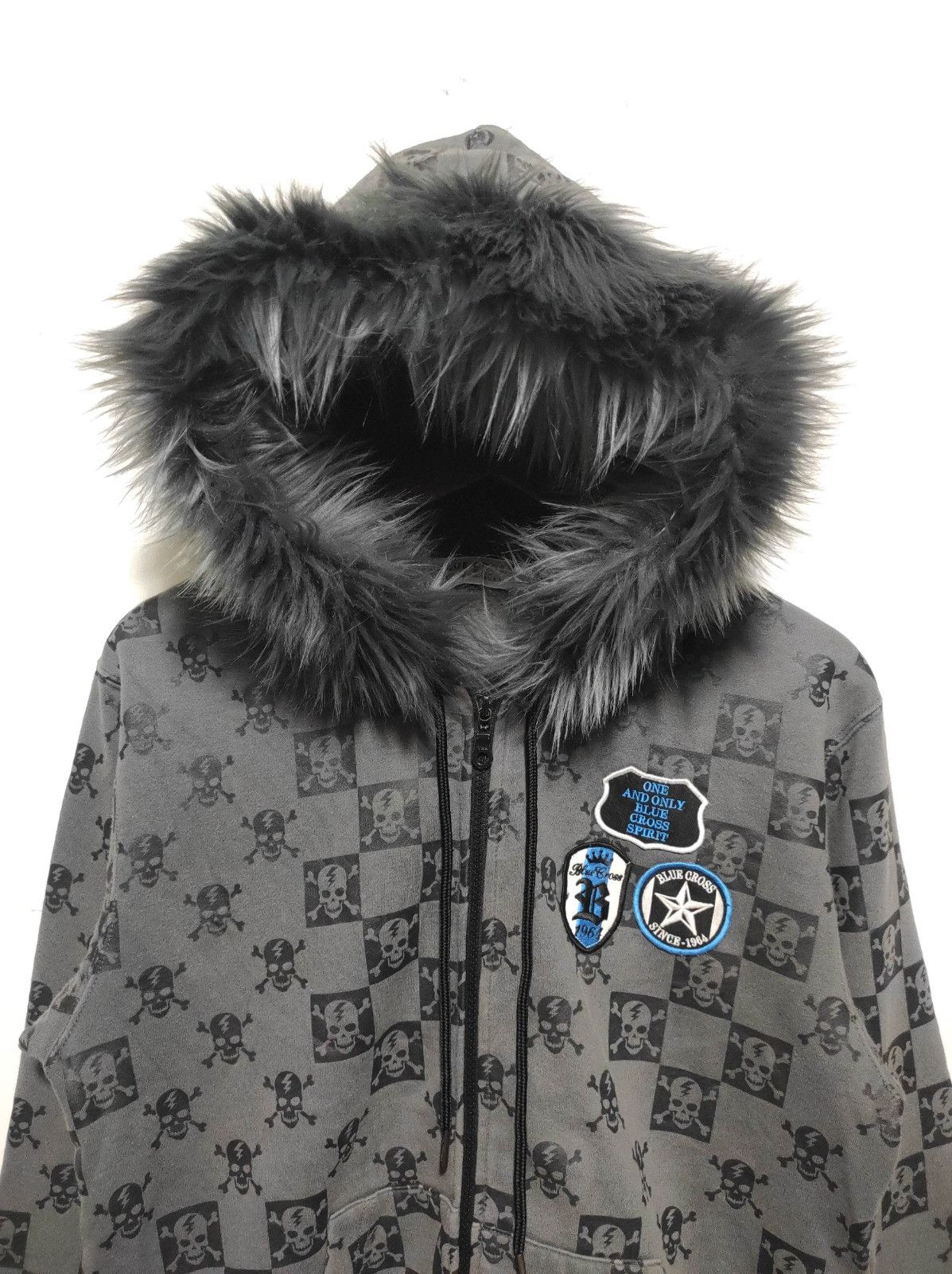 Japanese Brand Blue Cross skull zip fur hoodie ifsix LGB style Size US M / EU 48-50 / 2 - 3 Thumbnail
