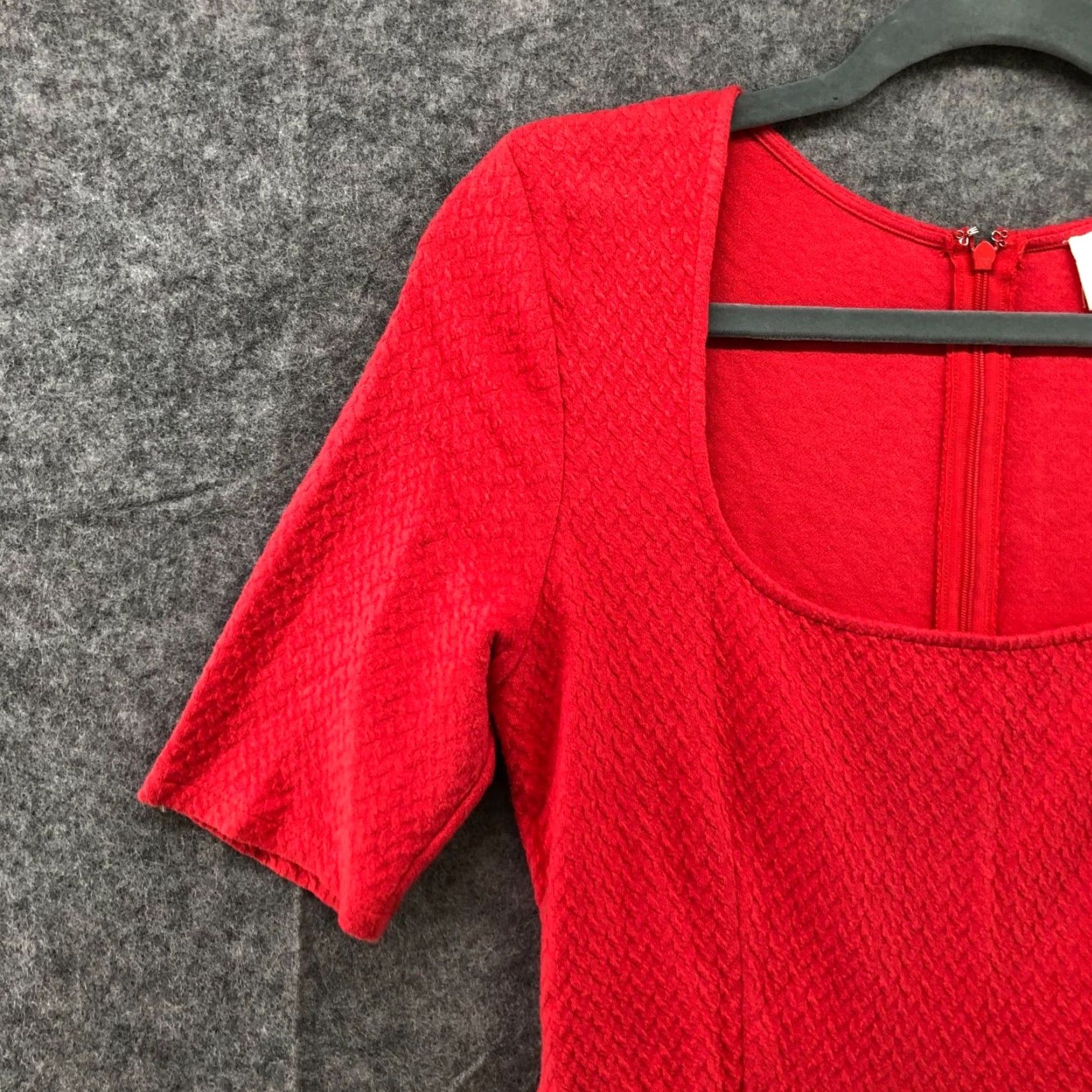 Urban Outfitters VINTAGE Urban Outfitters Women's Dress Short Sleeve Square Neck Fit Flare Cotton Knit Red M Size 32" / US 10 / IT 46 - 5 Thumbnail