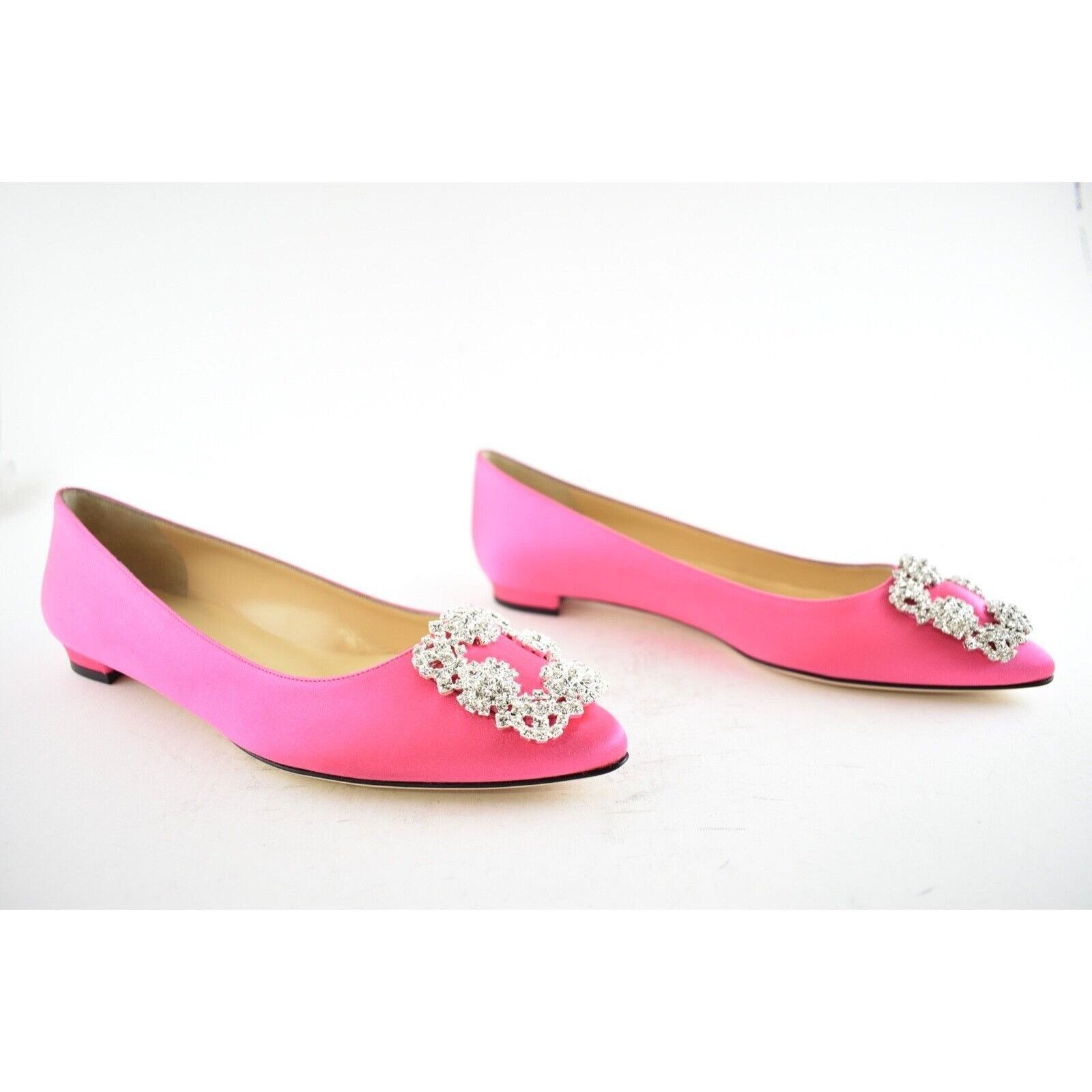 Manolo Blahnik Hangisi Satin Silver Jewel Buckle Ballerina Ballet Flat 36 Size US 6 / IT 36 - 2 Thumbnail