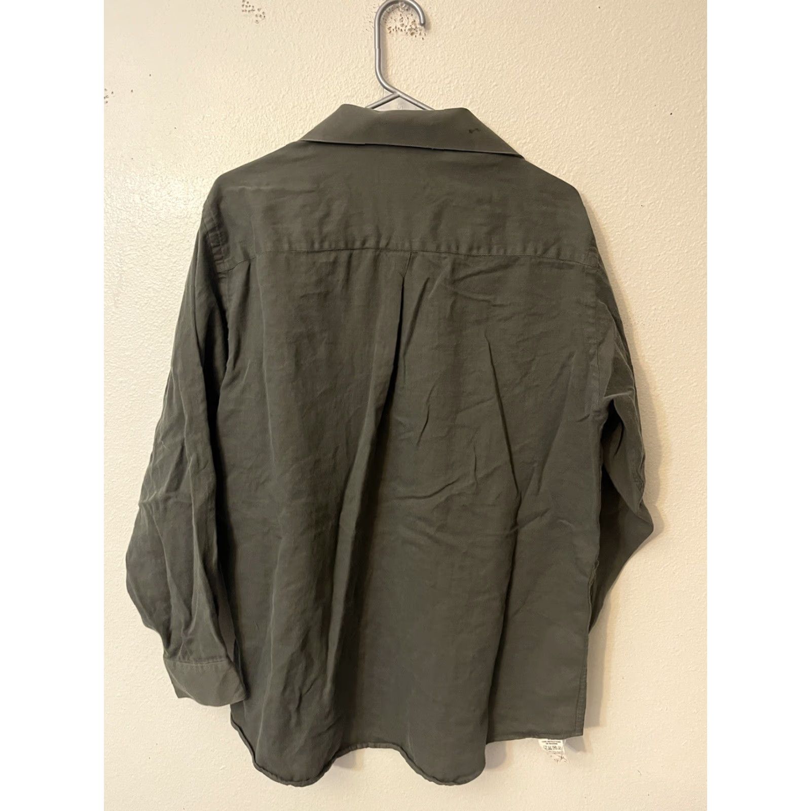 DKNY DKNY Dress Shirt Long Sleeve Button Solid 100% Cotton Gray Mens Large Slim Fit Shirt Size 42R - 2 Thumbnail