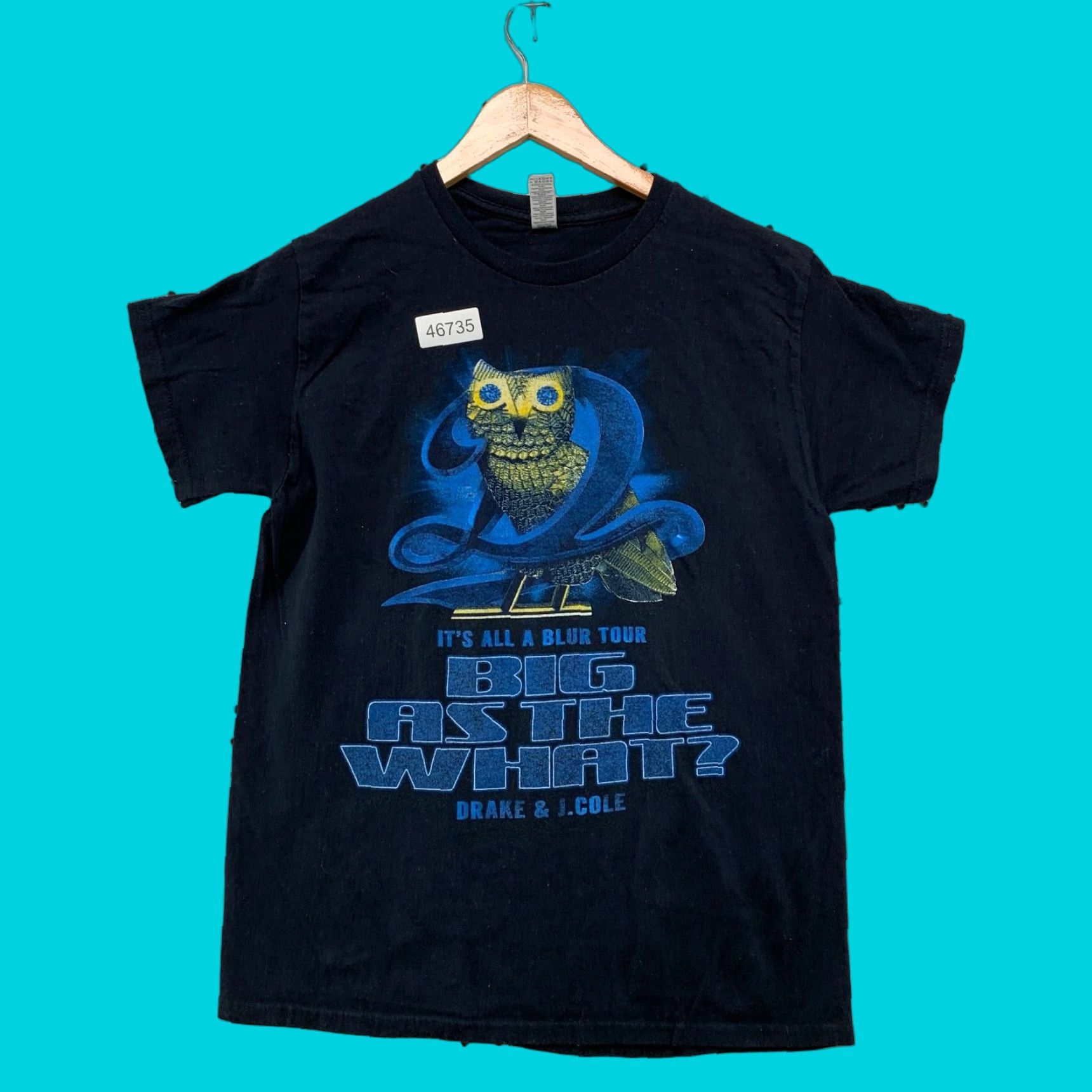 Gildan VINTAGE Drake J Cole Its All A blue Tour Shirt Mens Medium Black Music Rap Concert Size US M / EU 48-50 / 2 - 1 Thumbnail