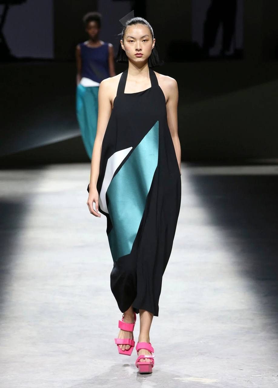 Issey Miyake SS17 Geometric Green Halter Dress Archive Sz 2