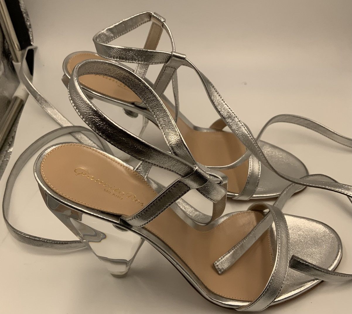 Gianvito Rossi Palace Napa Silk Silver. Size US 10 / IT 40 - 7 Thumbnail