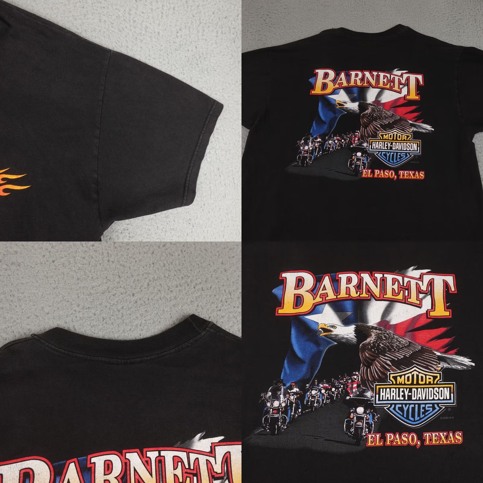 Harley Davidson VINTAGE Harley-Davidson Shirt Mens XL Black Flame Fire Eagle El Paso Texas 2000s Size US XL / EU 56 / 4 - 8 Thumbnail