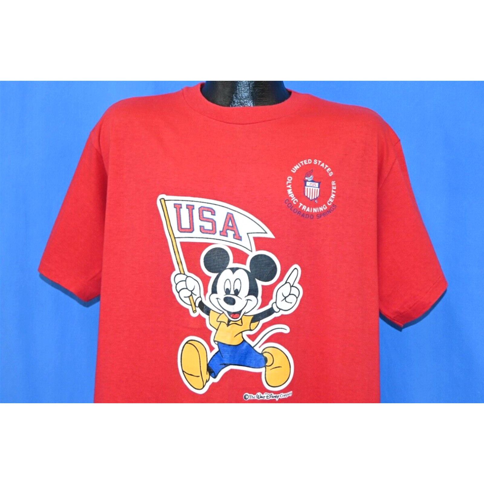 image of Vintage 90's Champion Micky Mouse Usa Olympic Training Center Disney T-Shirt XL in White, Men's