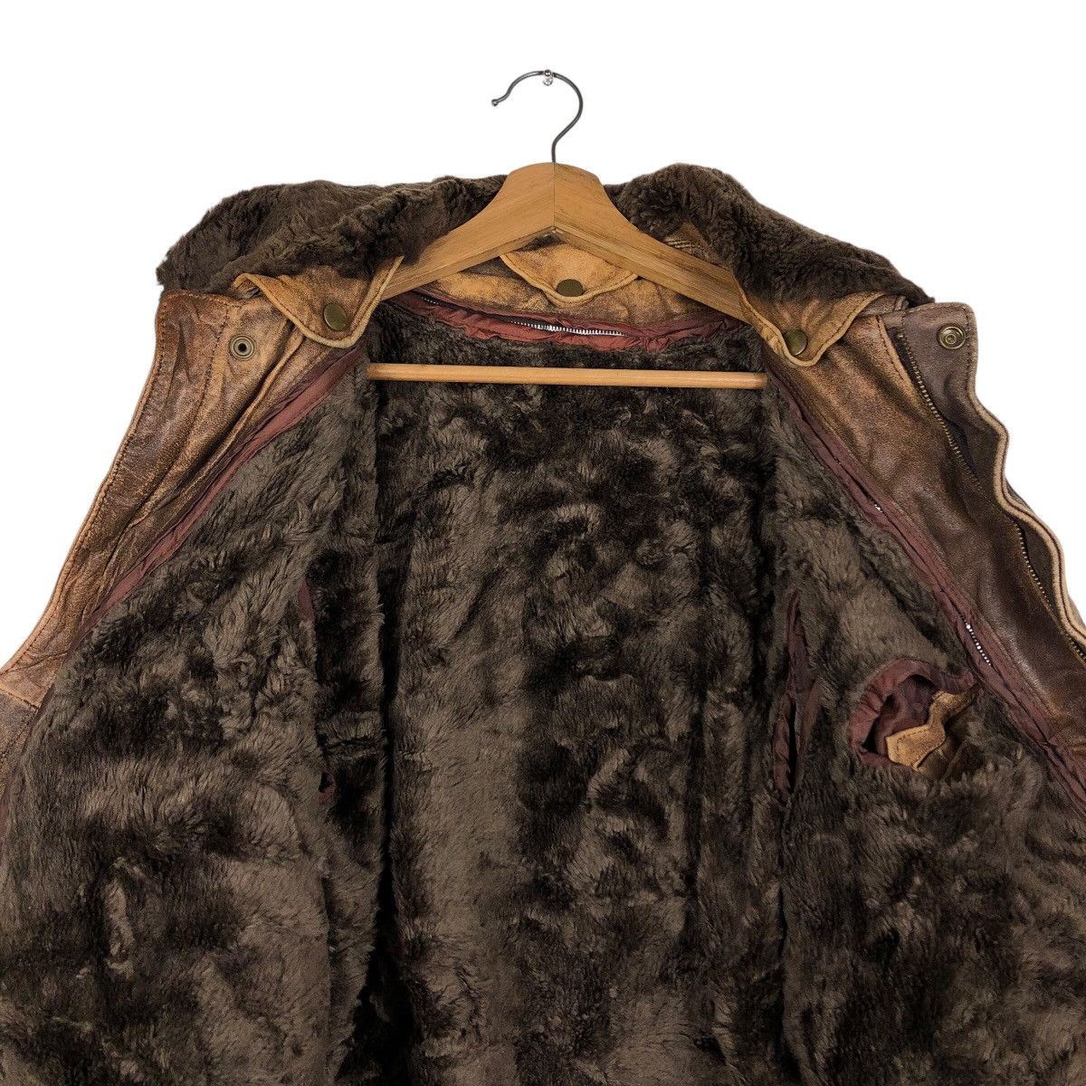 Japanese Brand 📌Vintage Bomber Leather Jacket Mink Fur Shearling Collar Size US M / EU 48-50 / 2 - 15 Thumbnail