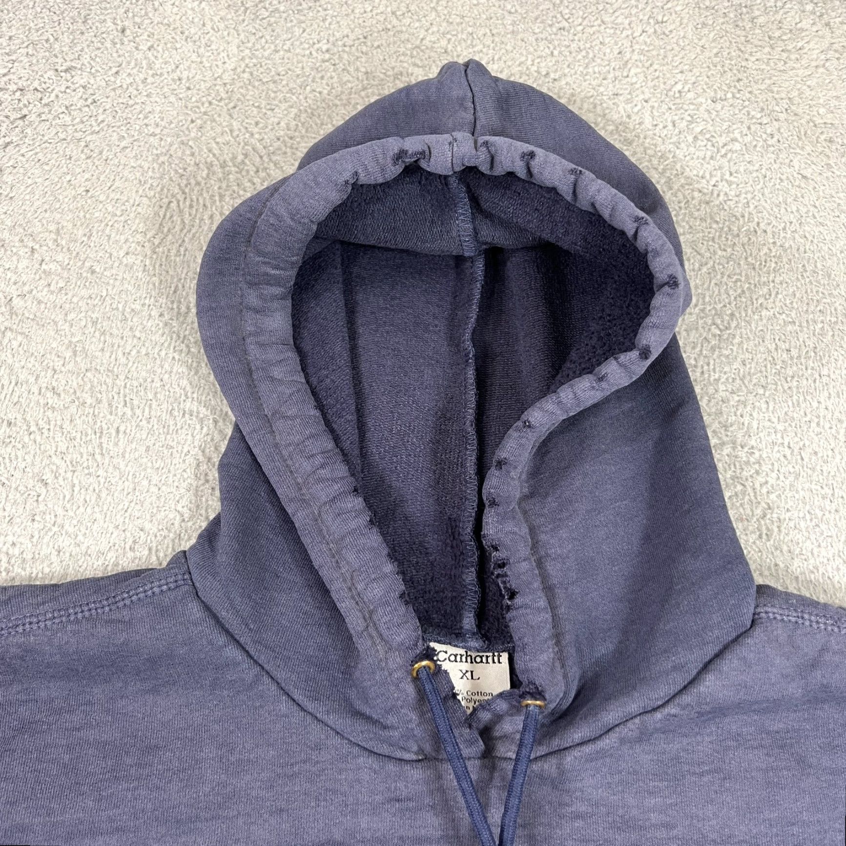 Carhartt VINTAGE Carhartt Hoodie Sweatshirt Pullover Workwear XL Navy Distressed 90s Mens Hoodie Pullover Carhartt K132 Size US XL / EU 56 / 4 - 5 Thumbnail