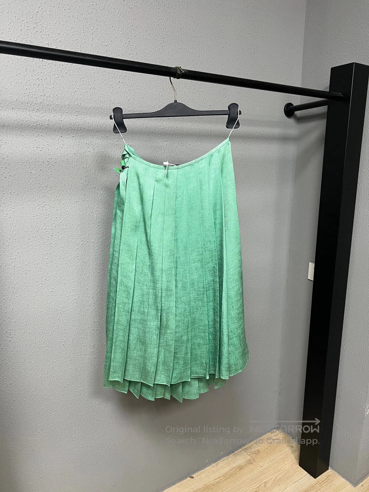 Fendi Fendi Green Pleated Skirt with Leather Strap. Size 39" - 2 Thumbnail