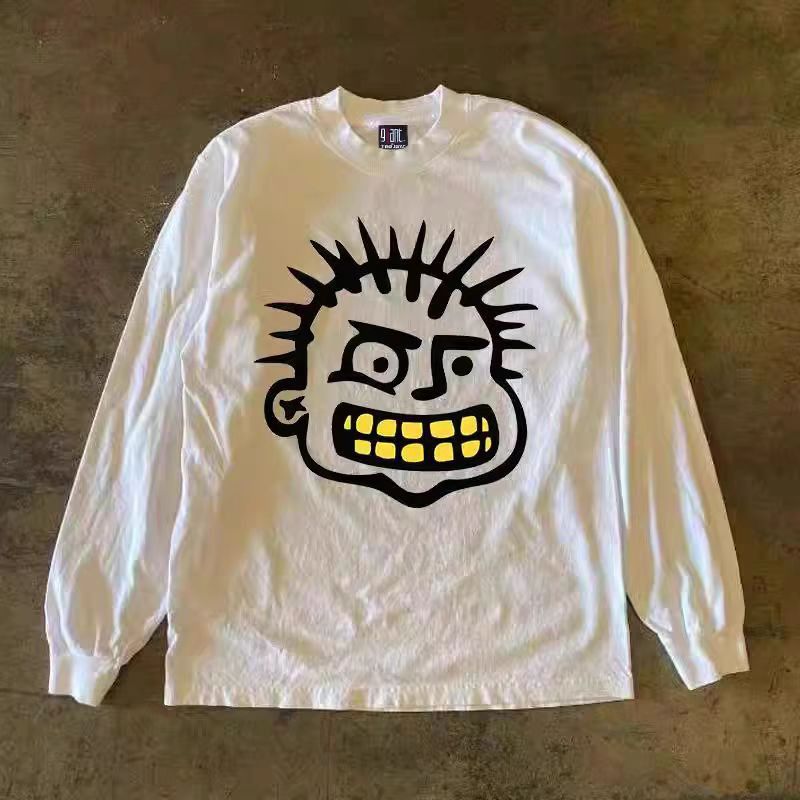 Japanese Brand × Vintage White street trend boy printed long sleeve tee Size US M / EU 48-50 / 2 - 1 Thumbnail