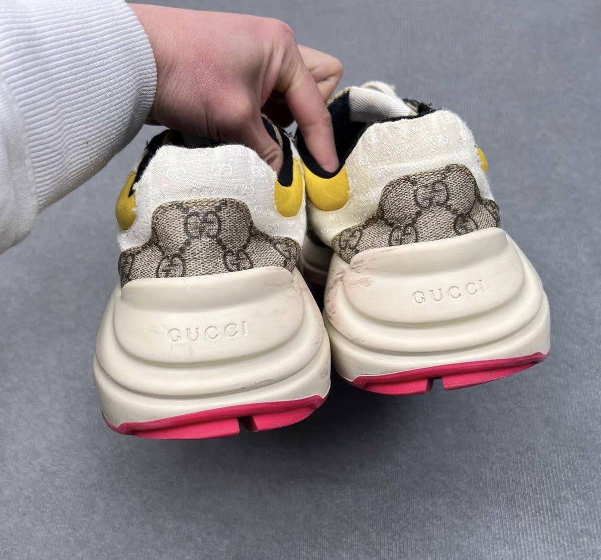 Dior Gucci Rhyton Yellow & Pink Monogram Logo Dad Sneakers Size US 9 / EU 42 - 7 Thumbnail