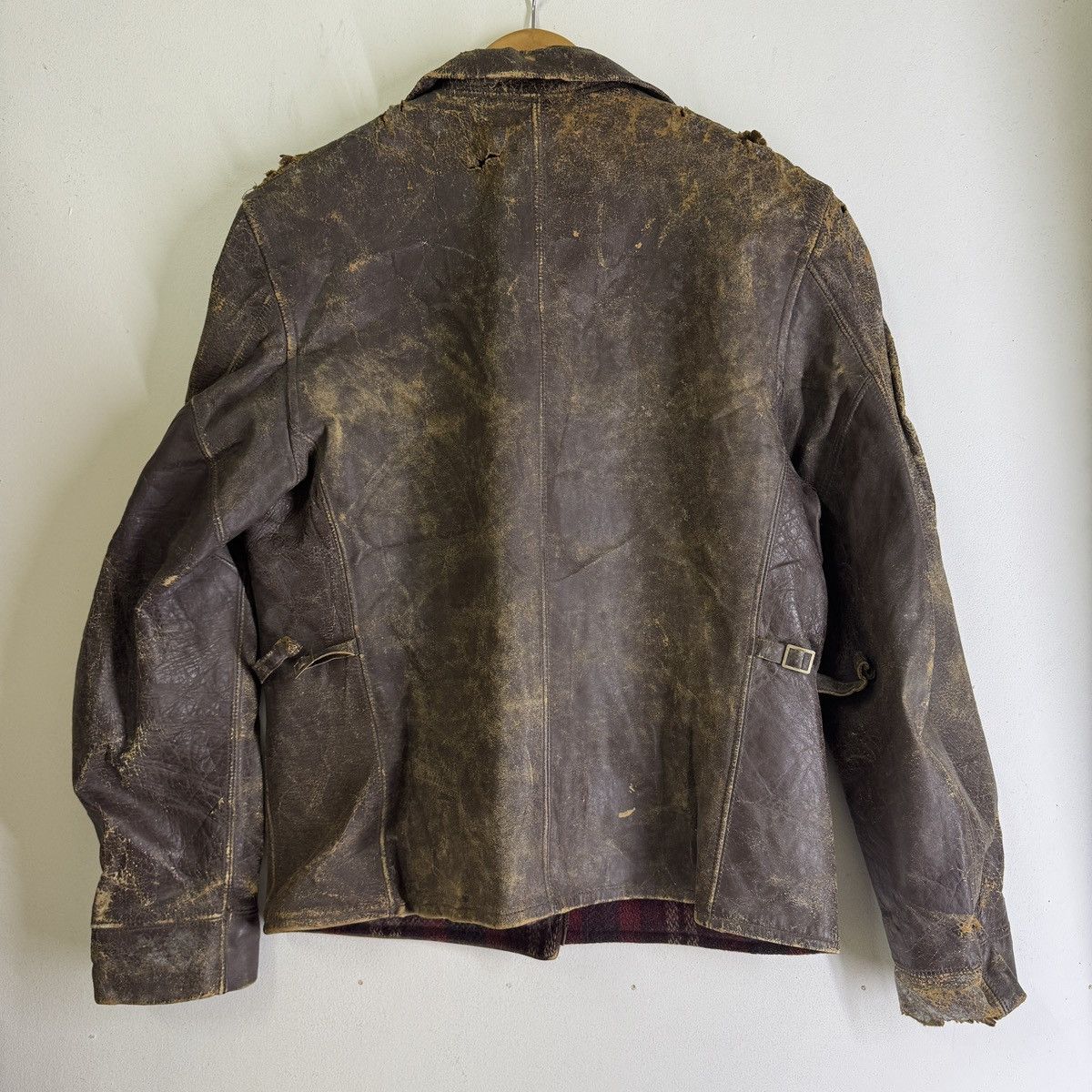 Vintage 🔥 30s LEVY BROS MONARCH HORSEHIDE PLAID LINER LEATHER JACKET Size US L / EU 52-54 / 3 - 5 Thumbnail