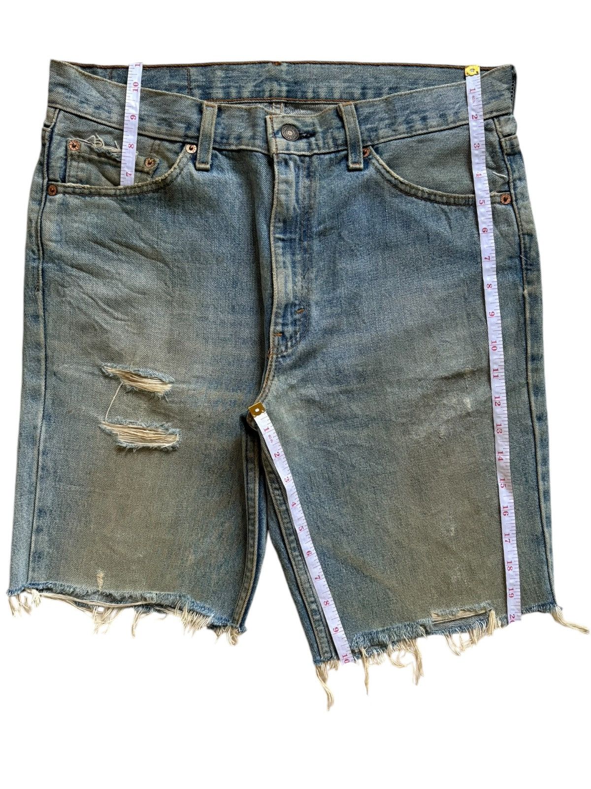 Levi's Vintage 90s Levis 517 Mud Wash Distressed Jean Shorts Jorts Size US 33 - 14 Thumbnail