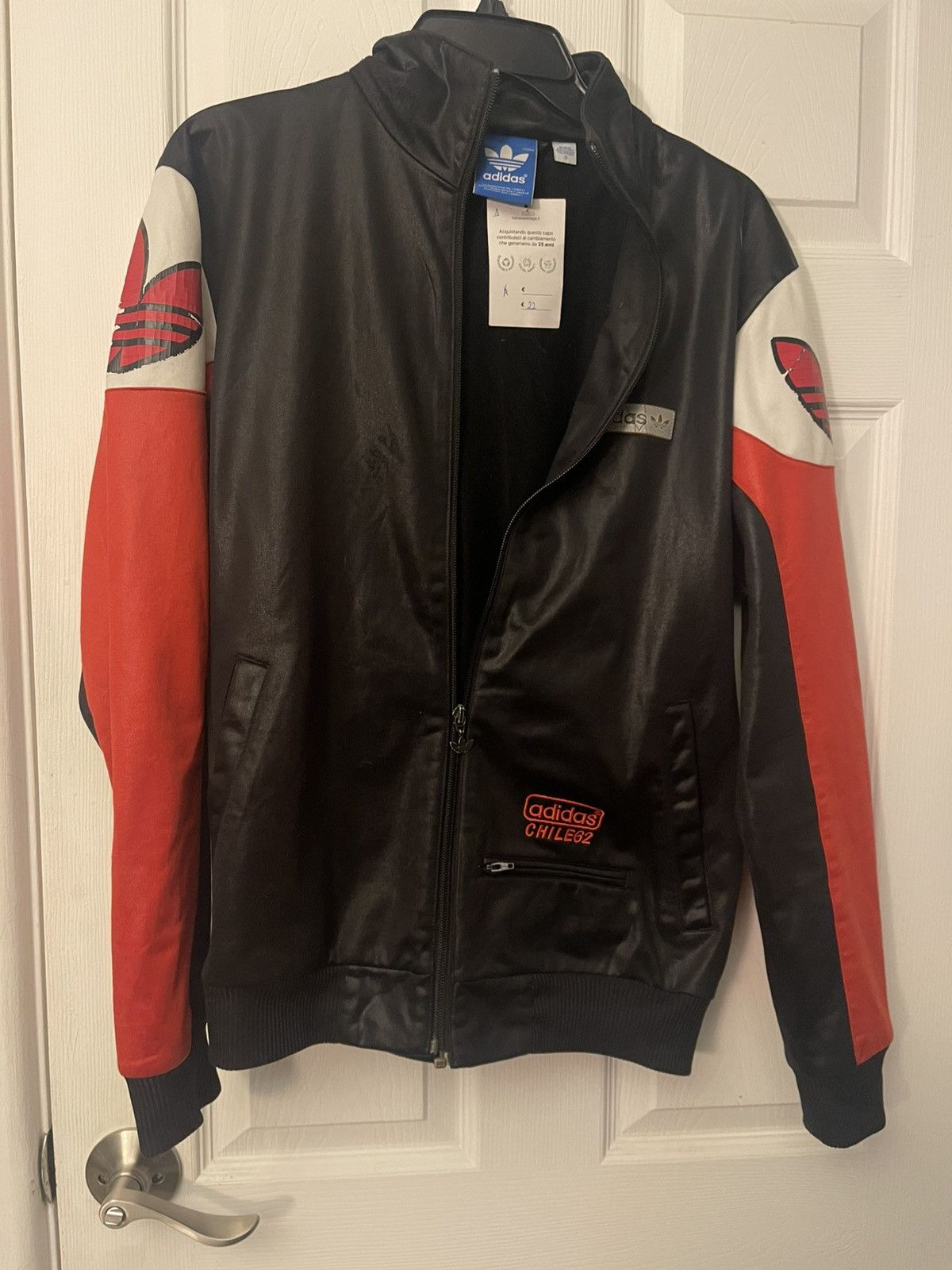 Adidas Adidas Chile 62 Faux Leather Track Jacket Black Red Size S Size US S / EU 44-46 / 1 - 1 Thumbnail