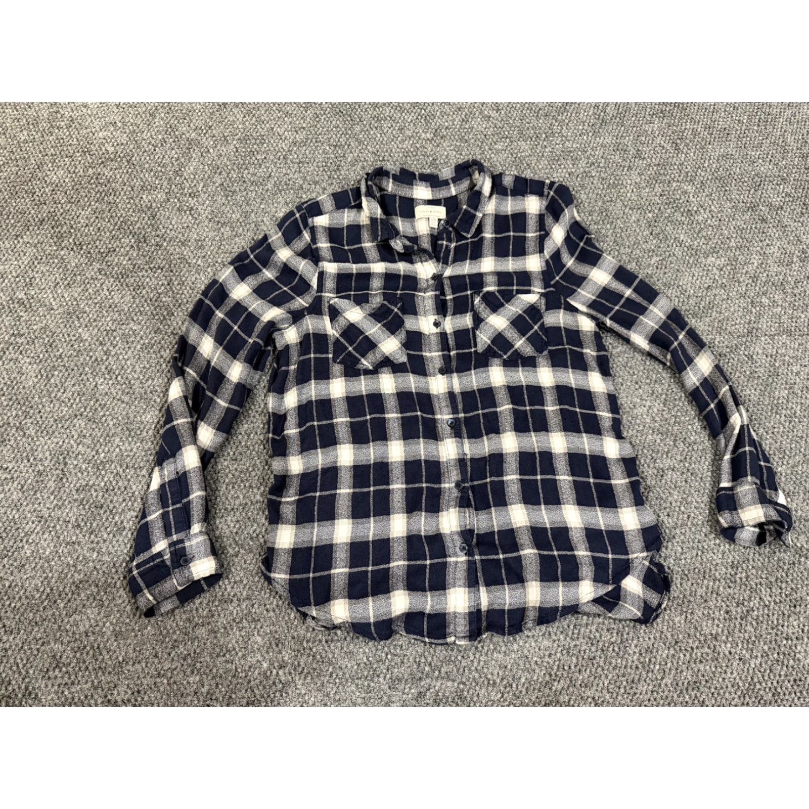 Lucky Brand Lucky Brand Shirt Womens M Blue Plaid Button Front Long Sleeve Flannel Top Size M / US 6-8 / IT 42-44 - 2 Thumbnail